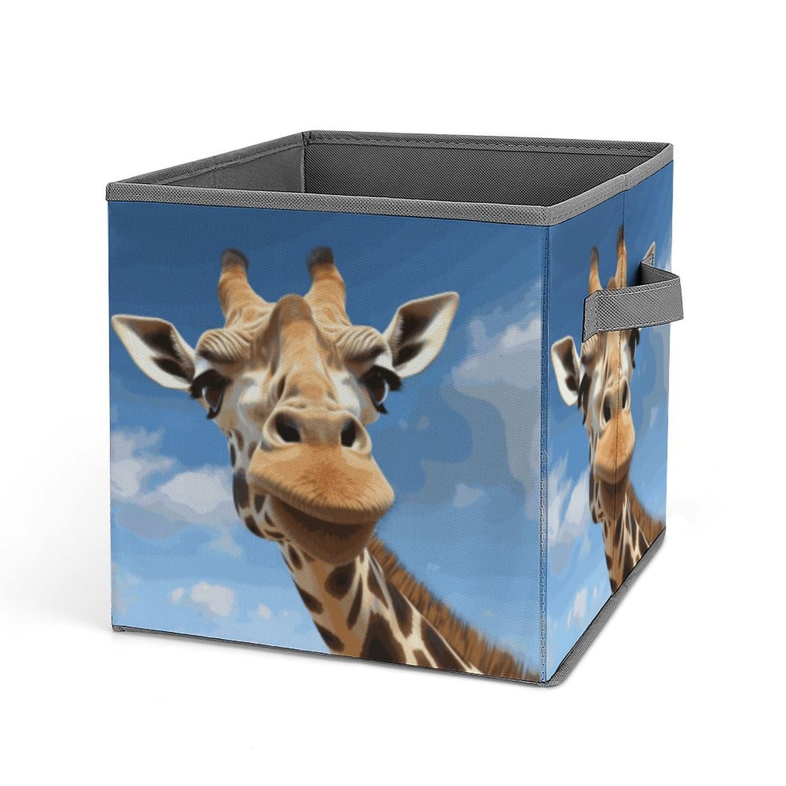 JTREHY Funny Giraffe Storage Bins Sturdy Large Capacity Folding Sorting Boxes Convenient Stable Storage Box Collapsible Fabric Storages Cubes Organizer with Handles
