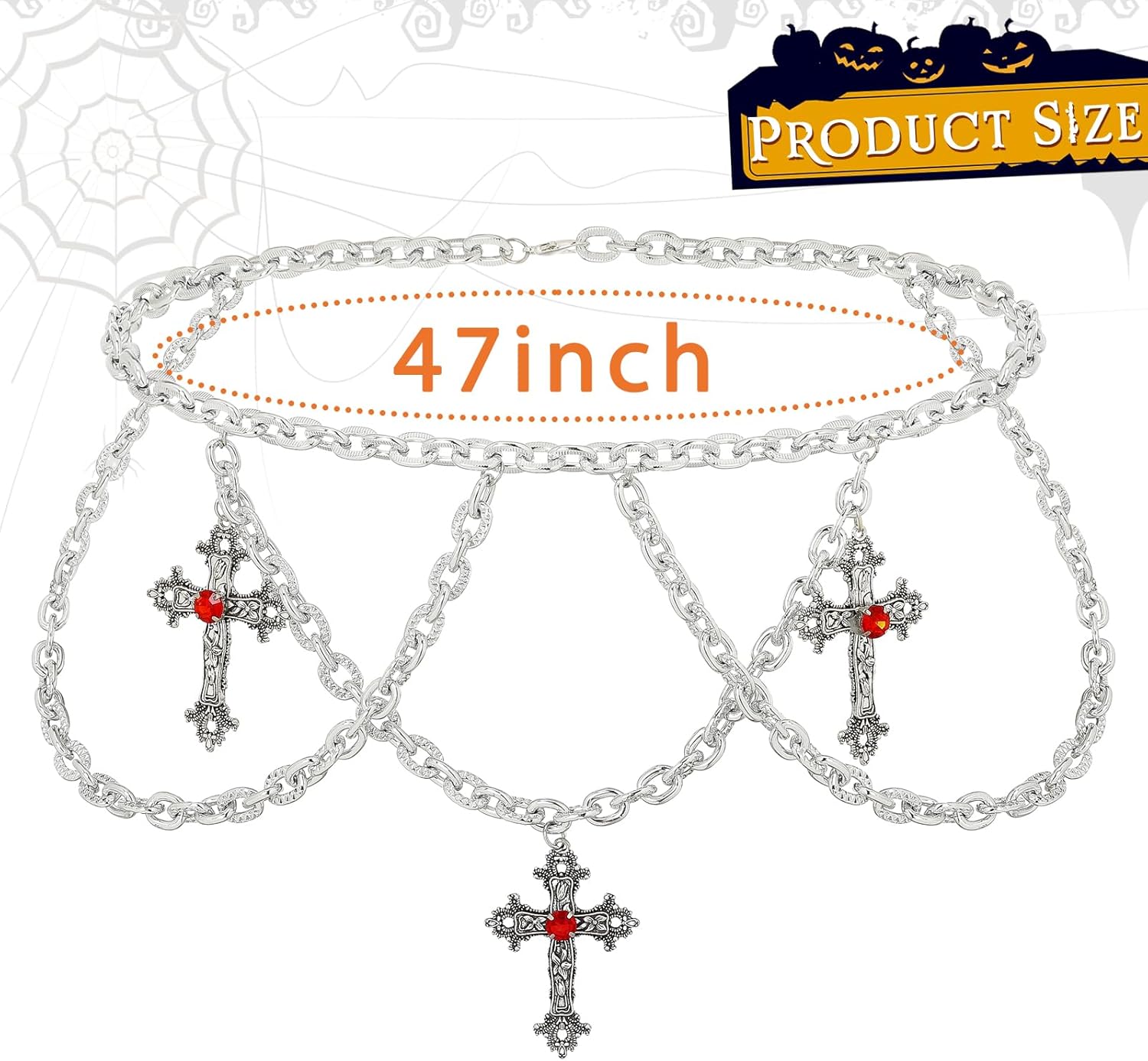 Sethexy Punk Cross Layered Waist Chain Rhinestone Vintage Chain Belt Dress Belts Cross Pendant Body Chain Jewelry Gift for Women - Image 5