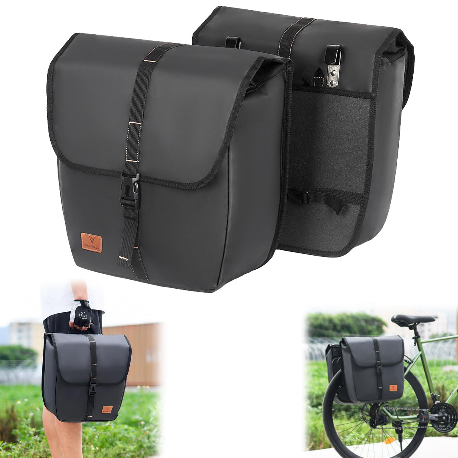 FARYODI - Sacoche da bicicletta per portapacchi, impermeabile da 40 l, con maniglia di trasporto, borsa per bicicletta, portapacchi posteriore per pendule da bici, per escursioni su bici da strada