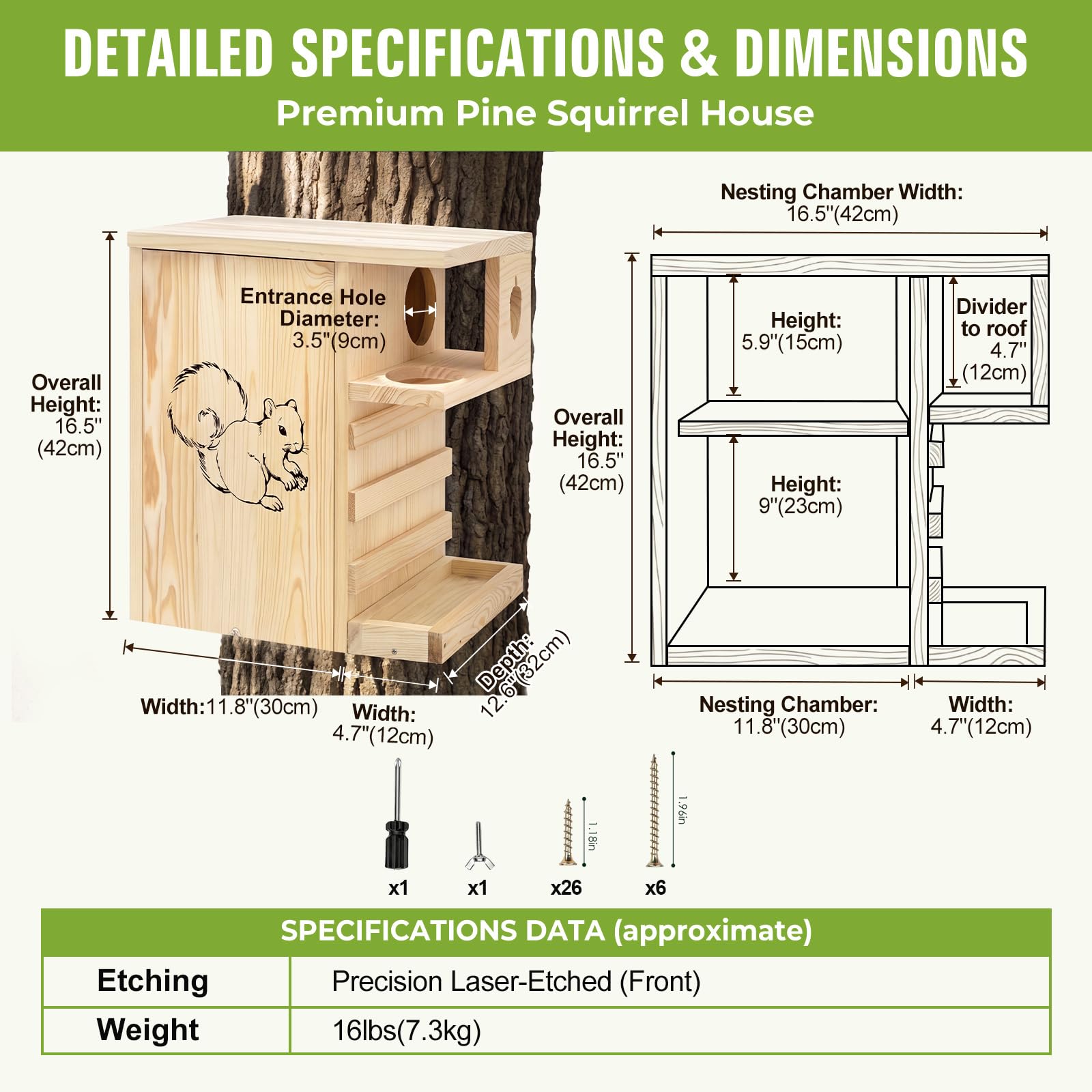 Extra großes Eichhörnchenhaus aus Holz für den Außenbereich – Premium-Holz-Eichhörnchen-Nistkasten, Eichhörnchenkästen für draußen, Unterschlupf, Zucht, Wohnheim, Eichhörnchenhäuser, Eulenhaus