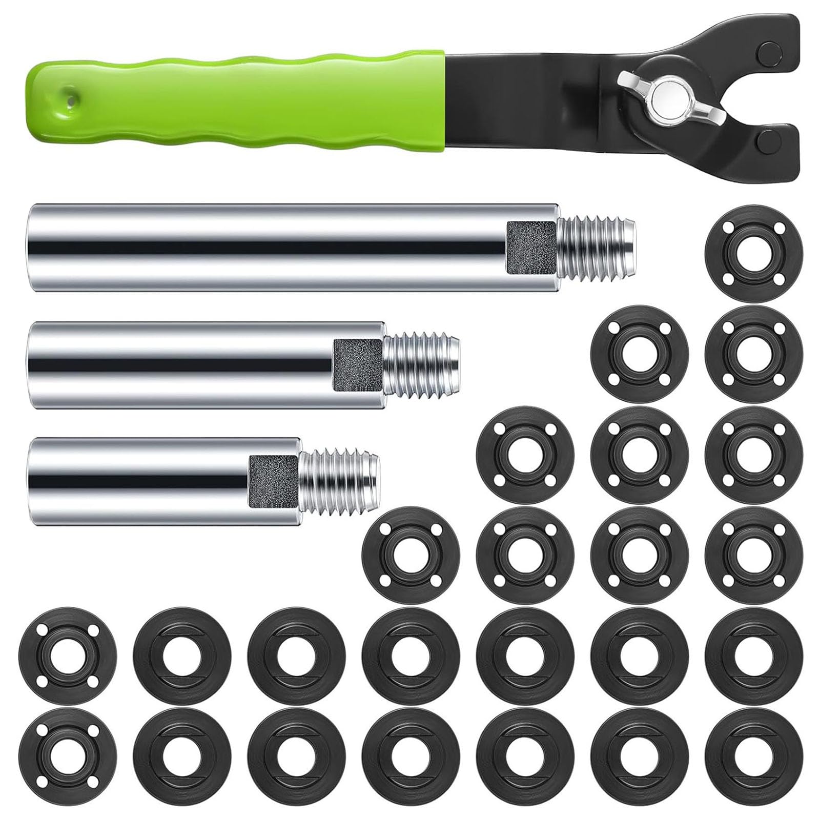 Buxuaaaa Essential Grinder Flange and Wrench Set Metal Nut and Spanner Set Woodworking Grinder Attachment Metal Texture Ergonomic Designs Tool