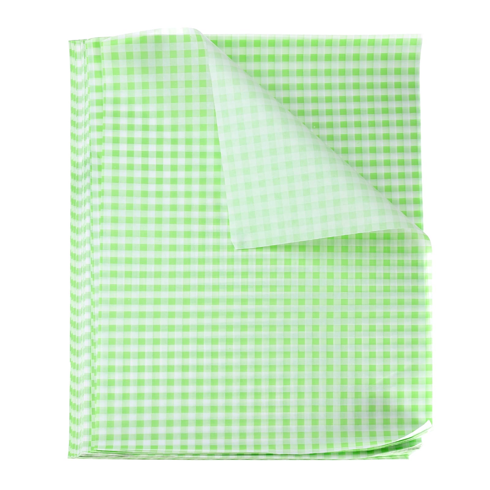 sourcing map 100pcs Square Checkered Wax Paper Sheets 14.96" x 11.02" Oil-Absorbing Dry Food Wrapping Paper for Sandwich Baking Paper Liners Picnic Basket Bread Hamburger Wrap Kitchen, Green