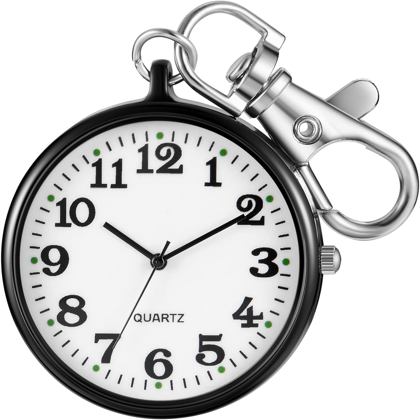 Realpoo Men's Portable Ultra-Thin Uncovered Quartz Pocket Watch with Key Chain,Portable Quartz Arabic Digital Dial Pocket Watches for Men