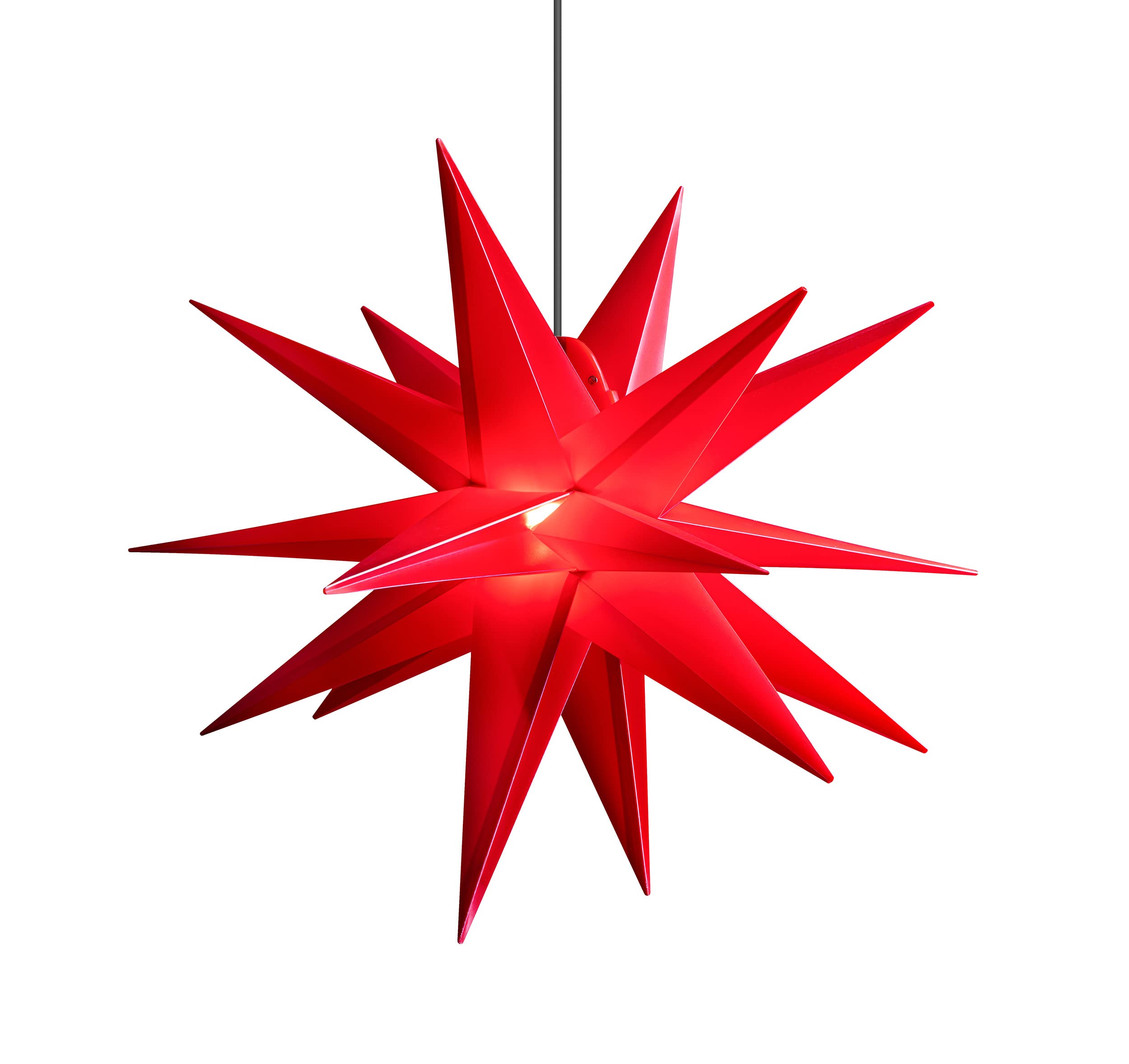 Estrella de Navidad LED 3D 55 cm, incluye lámpara LED + temporizador, resistente a la intemperie, para exterior e interior, , color rojo