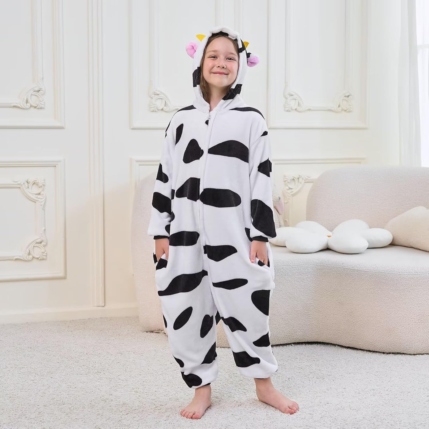Kids Onesie Pajamas, Flanne Children Animal Halloween Costume, One Piece Cosplay Homewear for Girls Boys