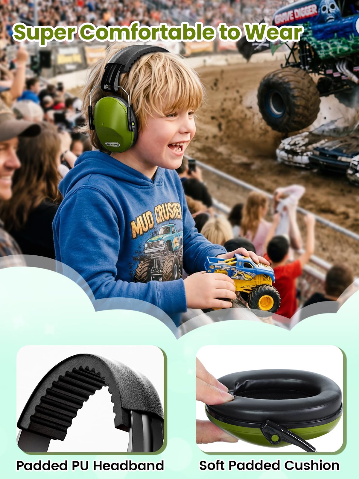 Dr.meter Noise Cancelling Headphones for Autism, Noise Reduction Ear Muffs view 2