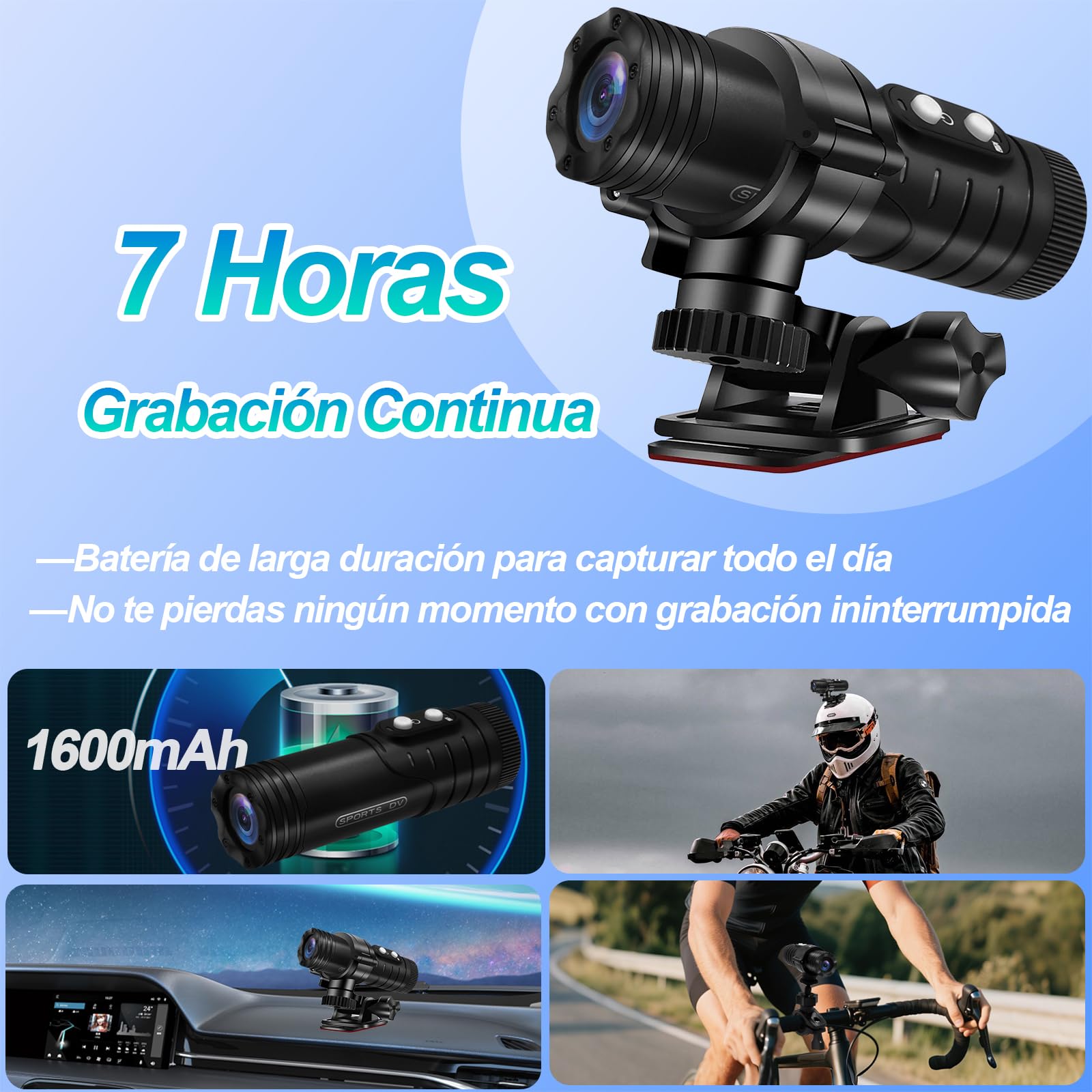 Cámara Moto WiFi 1080P con Estabilización Giroscópica IP66