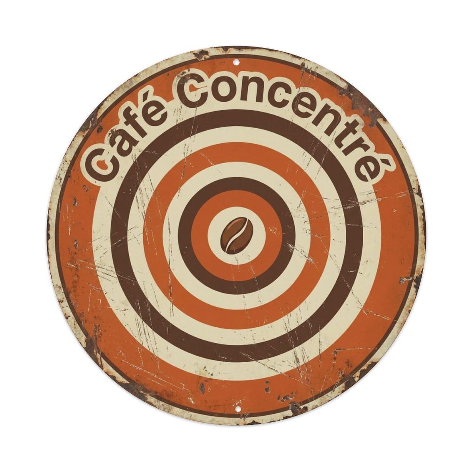 Concentric Circles Bistro Cafe 1 Metal Tin Sign Plaque Wall Decor for Cafe, Club, Garden Round Metal Poster 8x8Inch