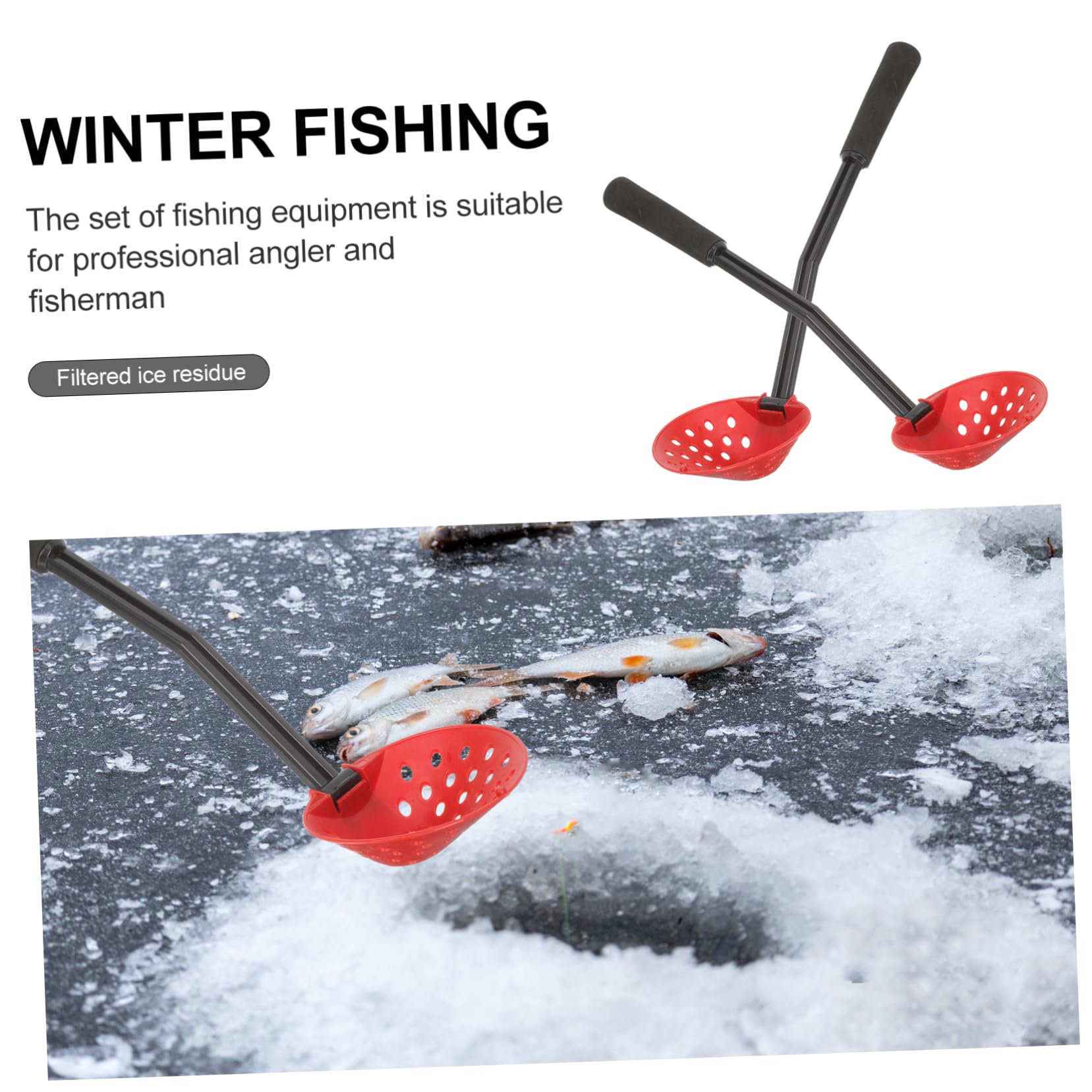 OSOLADY Ice Fishing Tool 2pcs Ice Fishing Scoop Filter Non-Slip Lightweight for Winter Fishing