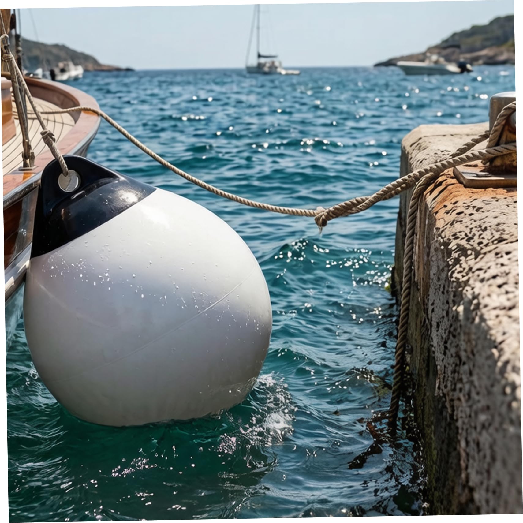 Bouée de Bateau, bouée d'amarrage de flottabilité 8 kg pour Un amarrage sécurisé, Pare-Chocs Bateau gonflables en PVC Robuste à Haute résistance (Blanc)