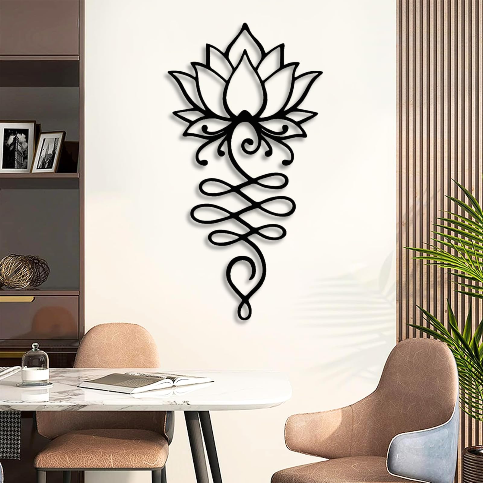 Decorazione Murale in Metallo A Forma di Fiore di Loto, Stile Zen Yoga, Insegna Floreale Spirituale da Appendere per Sala Meditazione, Camera da Letto, White 27x 53| 70x135cm