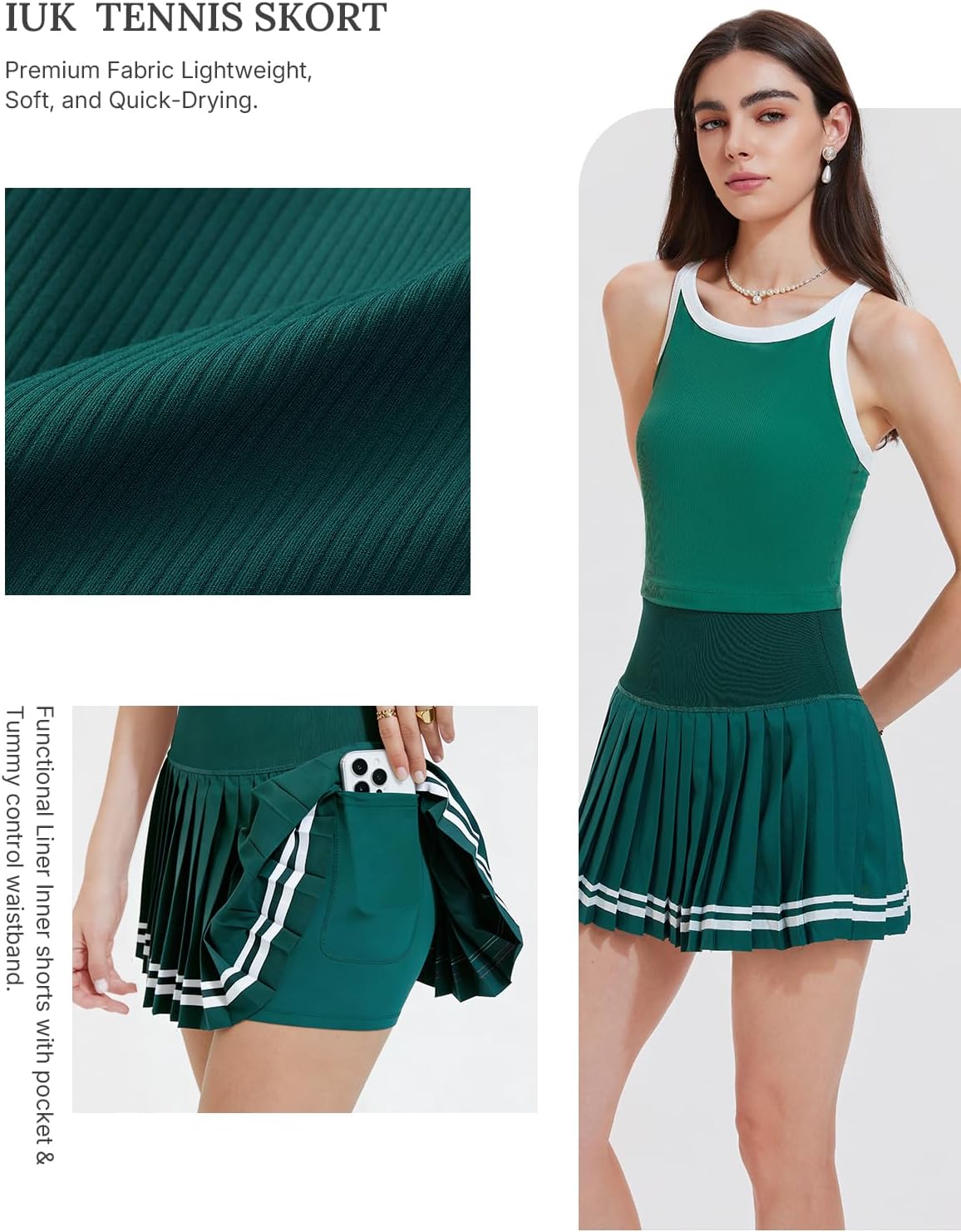 Tennis Skirt Set for Women 2 Piece Racerback Tank Top Golf Dress Activewear for Outfit Pickleball Athletic Workout
