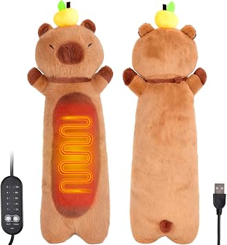 Capybara Heating Pad for Period Cramps - 21" Capybara Plush, Menstrual Neck Shoulder Pain Relief, USB Powered, Cute & Soft Stuffed Animal, Portable Electric Heat Pad, Christmas Gift for Women Wife
