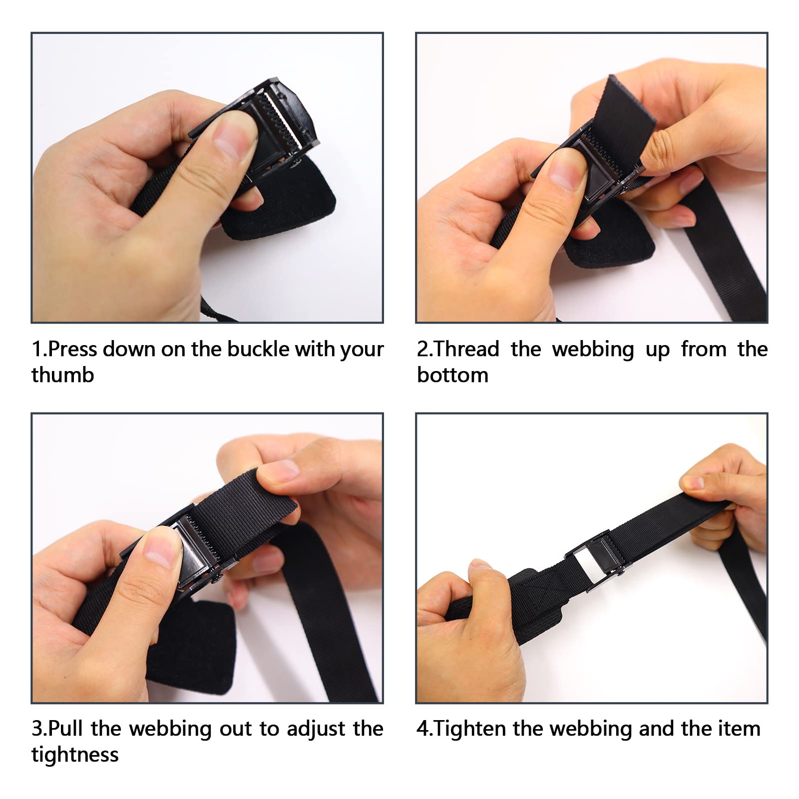 Correas de amarre resistentes con cojín de protección gruesa, correas de amarre para kayak, correas de carga, correas ajustables con hebilla de leva, 2,5 cm x 2 m