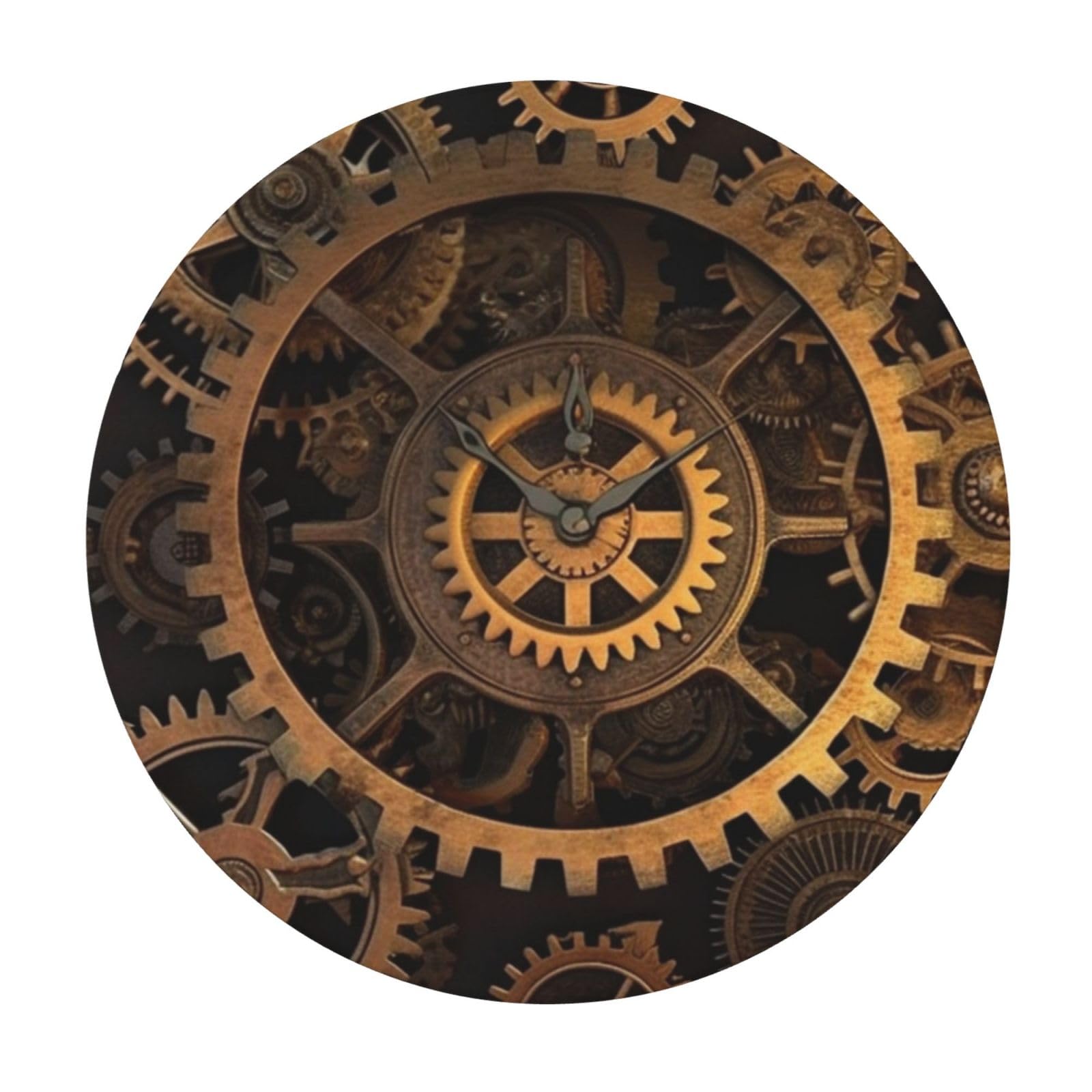 Cowmghldfl Gears Clock Bronze Century Round Table Cover Spill-Proof Table Cloth 48"-54" Tablecloths Wrinkle Free Table Cloths Waterproof Tablecover For Dining Party Wedding