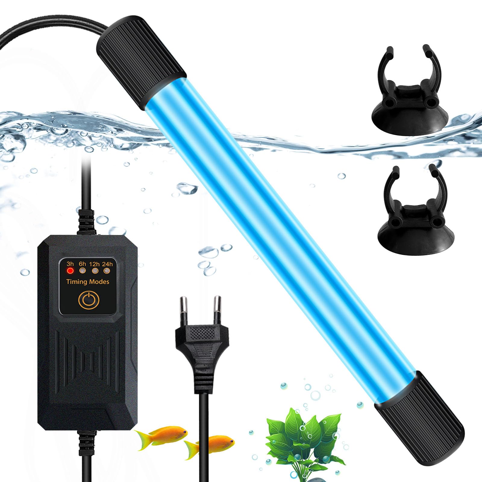 BORDEAG Stérilisateur UV Aquarium 9W Lampe UV pour Aquarium Fish Tank