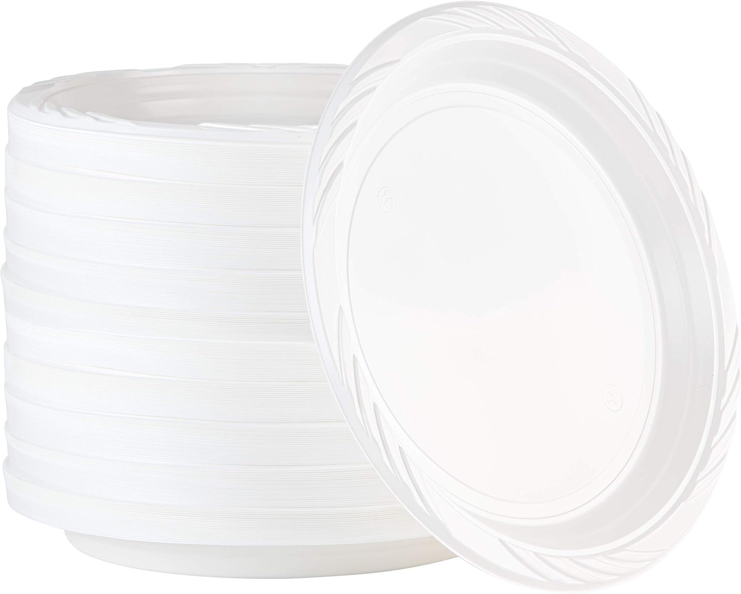 200 Count Disposable 10 Inch White Plastic Dinner Plates Extra Large