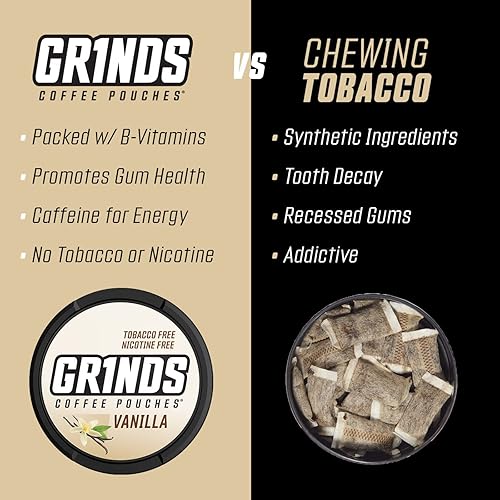 Miniatura 4 de Bolsas de café Grinds  3 latas de vainilla  Sin tabaco, sin nicotina alternativa saludable  18 bolsas por lata