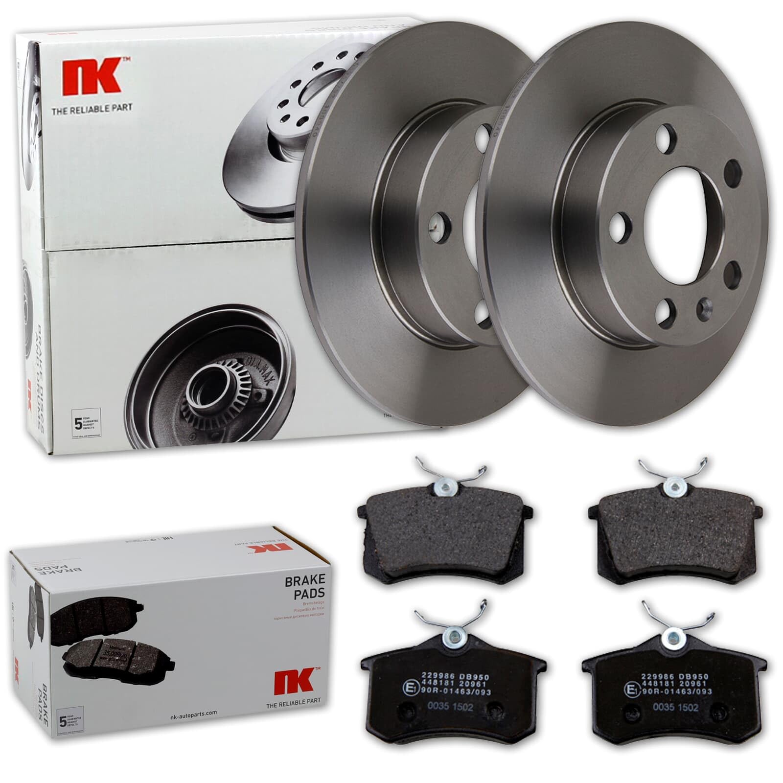 NK Bremsscheiben + Beläge hinten | 204761 + 229986 passend für Golf 4 Polo 6R 6C 9N Beetle Bora