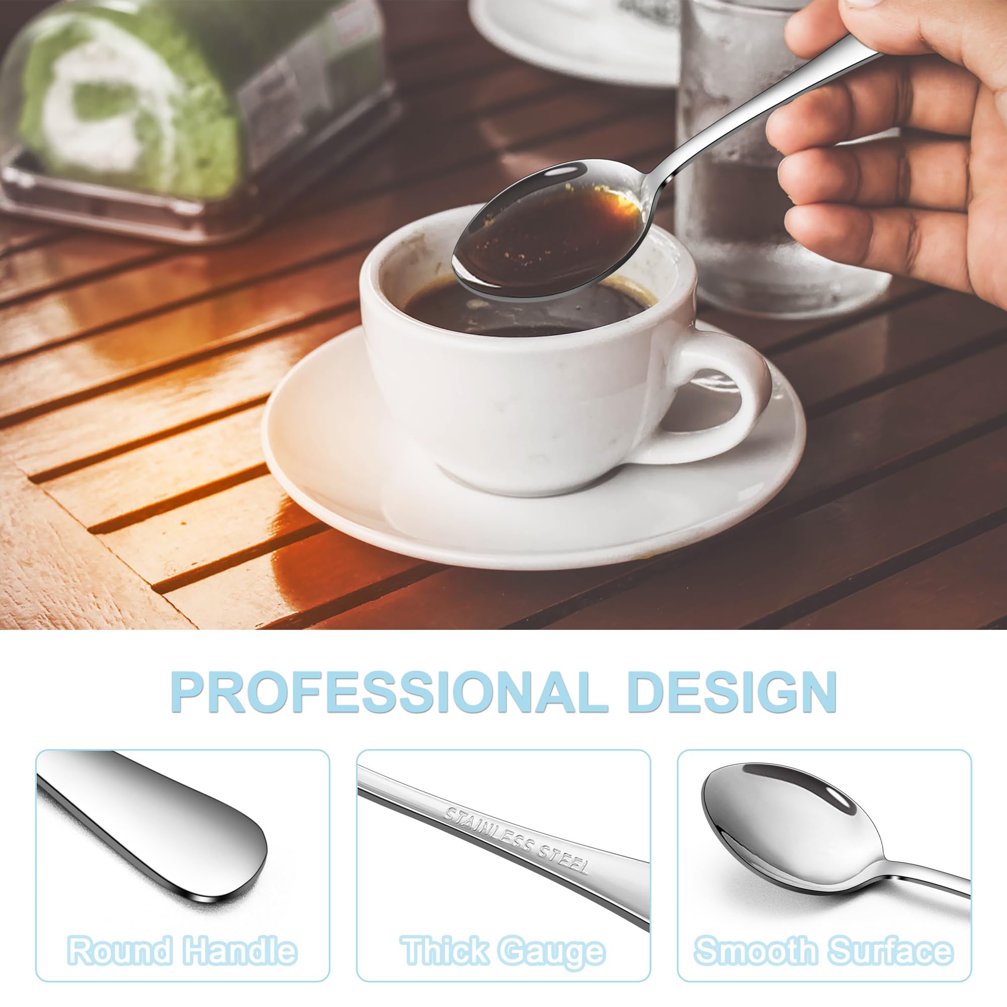 Joyfair Teaspoons Set of 36, Stainless Steel Dessert Spoon - Image 4