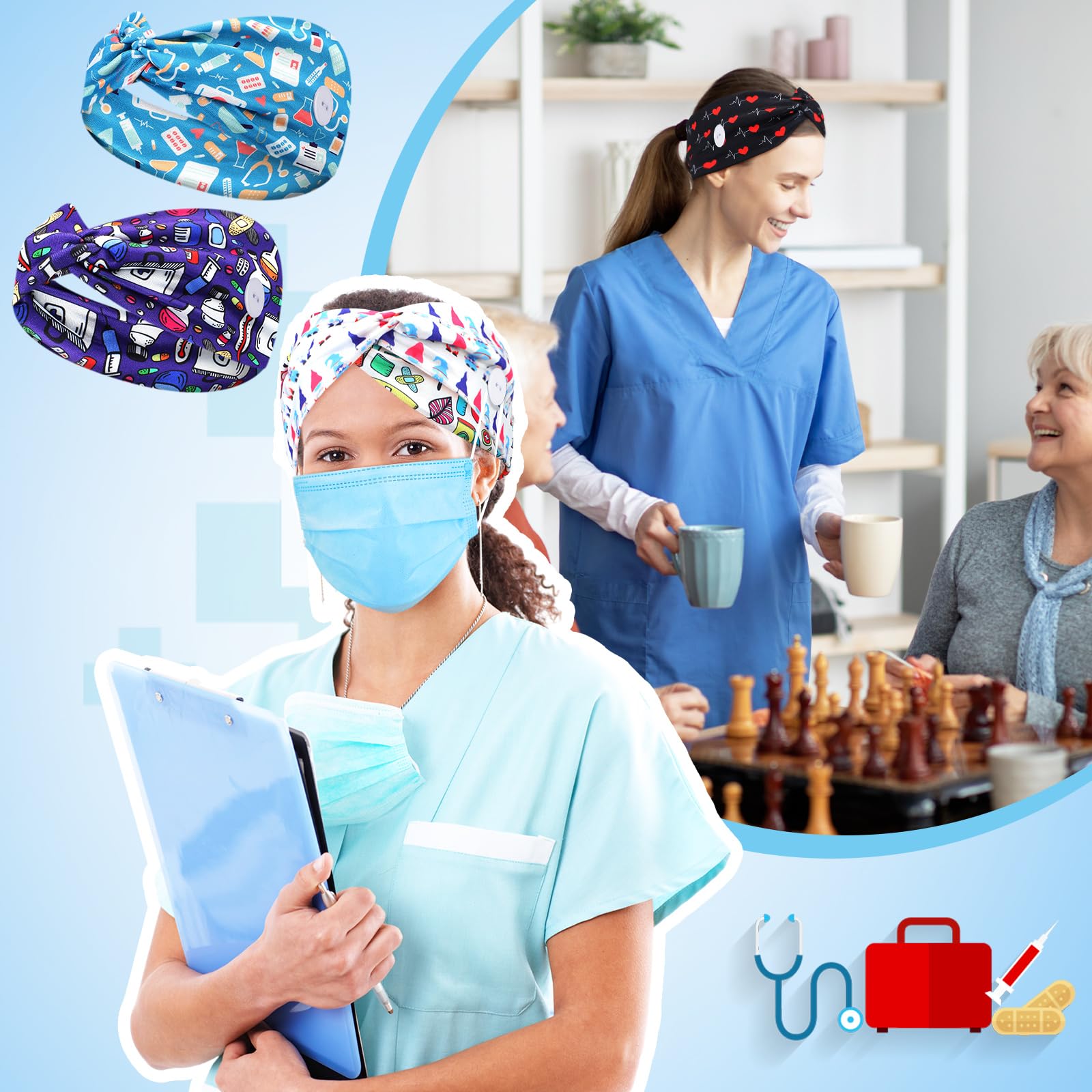 Amazon.com : Jexine 20 Pcs Nurse Headbands for Women Non 