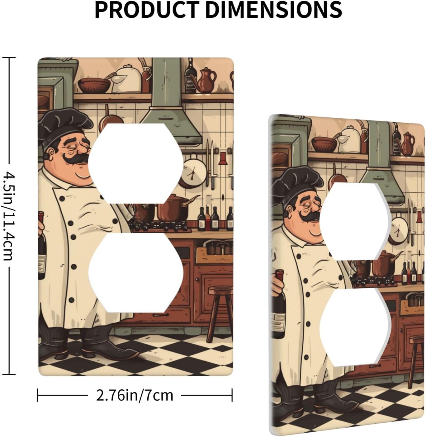 Bon Appetit Chef In The Kitchen 1 Gang Outlet Covers Wall Plate Electrical Duplex Receptacle Wall Plate For Bathroom Bedroom Decor 4.5" X 2.76"