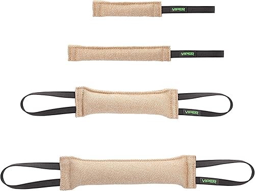 Viper Yute K9 Tug Toy Reward con una o dos asas para perros adultos y cachorros (2 asas, 16 x 2.5 pulgadas)