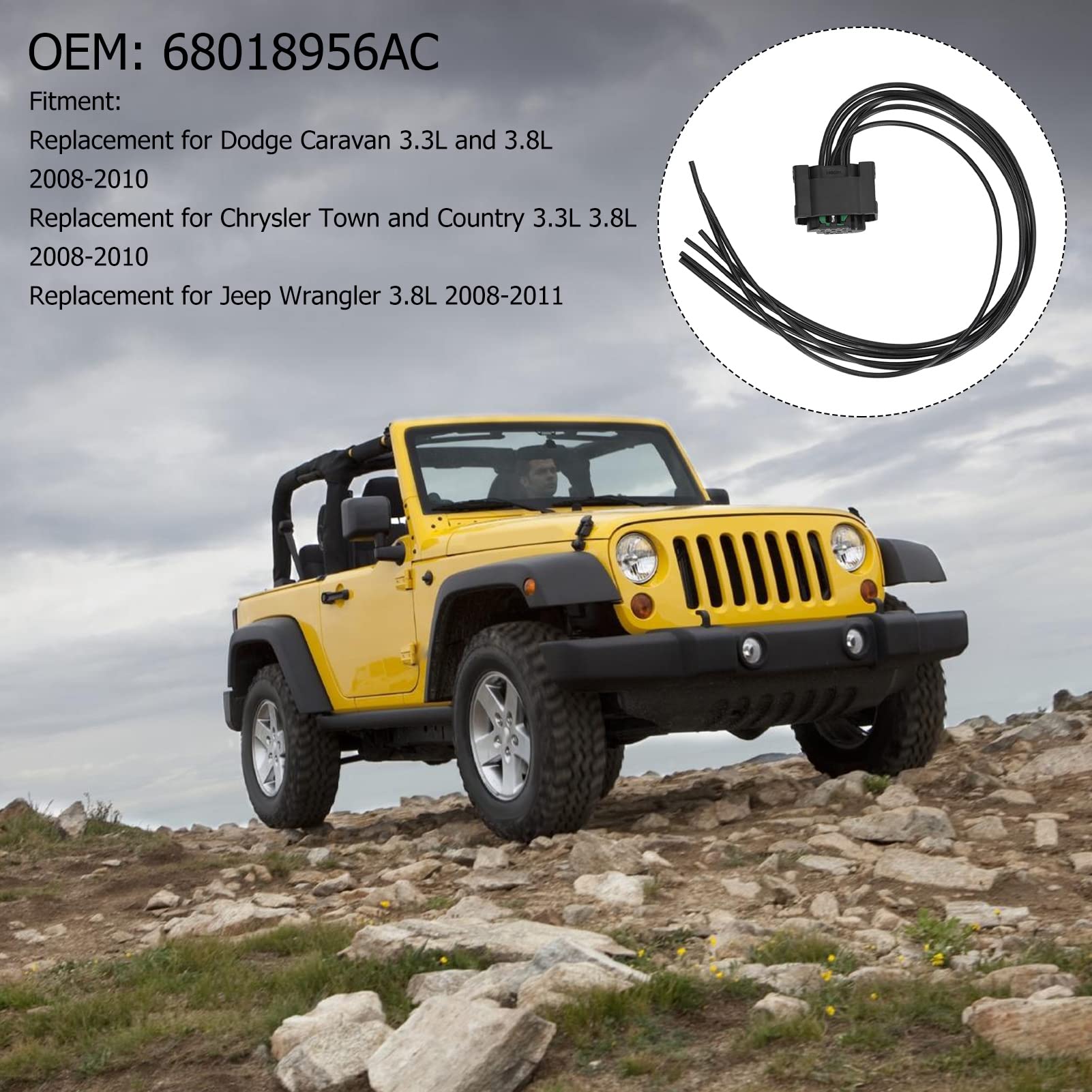 Connecteur De Corps De Papillon 6 Fils – Compatible Dodge, Town & Country, Wrangler (2008‑2011) – Réf. 68018956AC – 2 Pièces