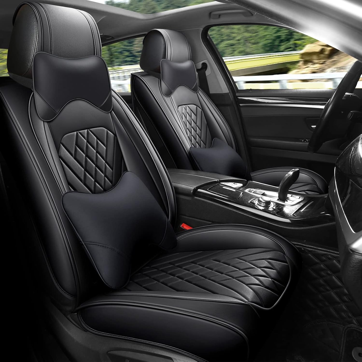 FREESOO Car Seat Cover Leather, Luxury Seat Covers Front