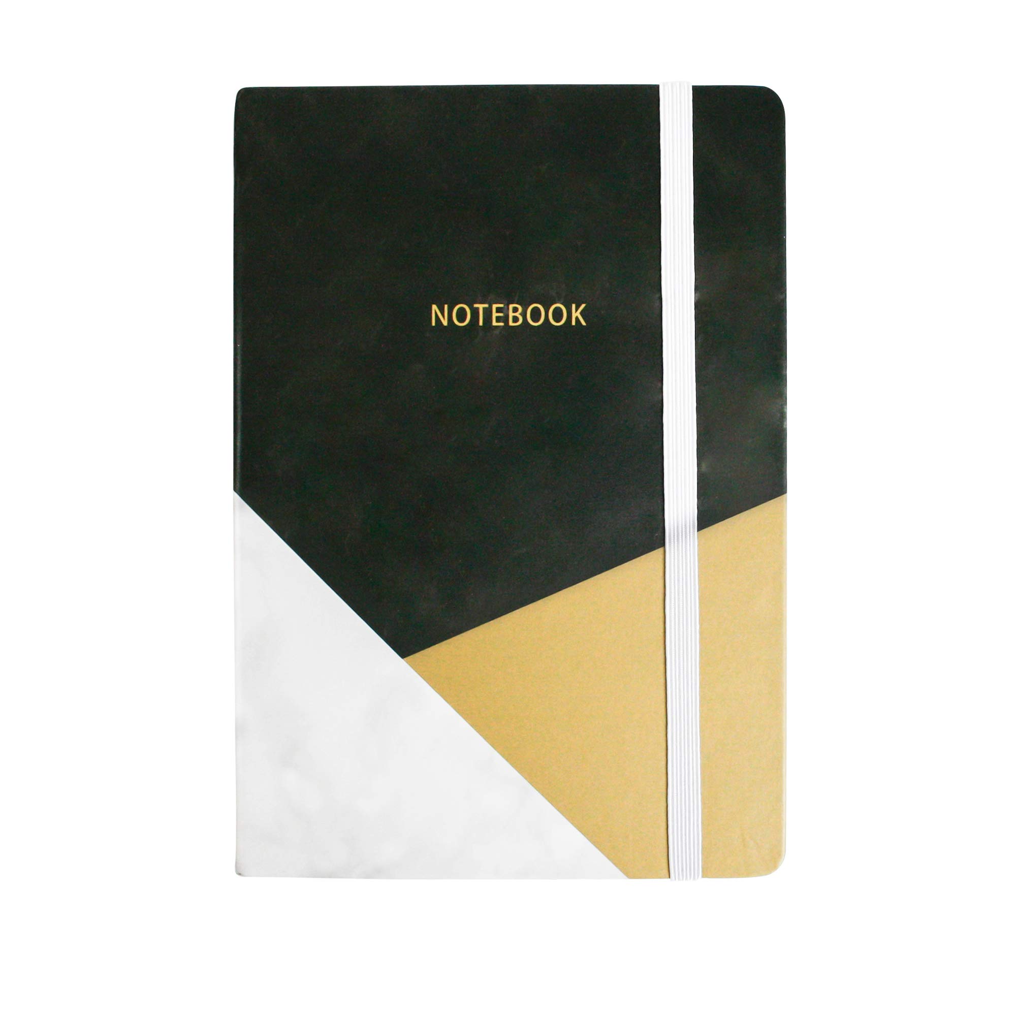 Emartbuy Hardbound Diary Notebook Notepad Writing Journal Ruled A5 96 Sheets (192 Pages) With Elastic Band - Marble Effect Black - Pack of 10 — image 1