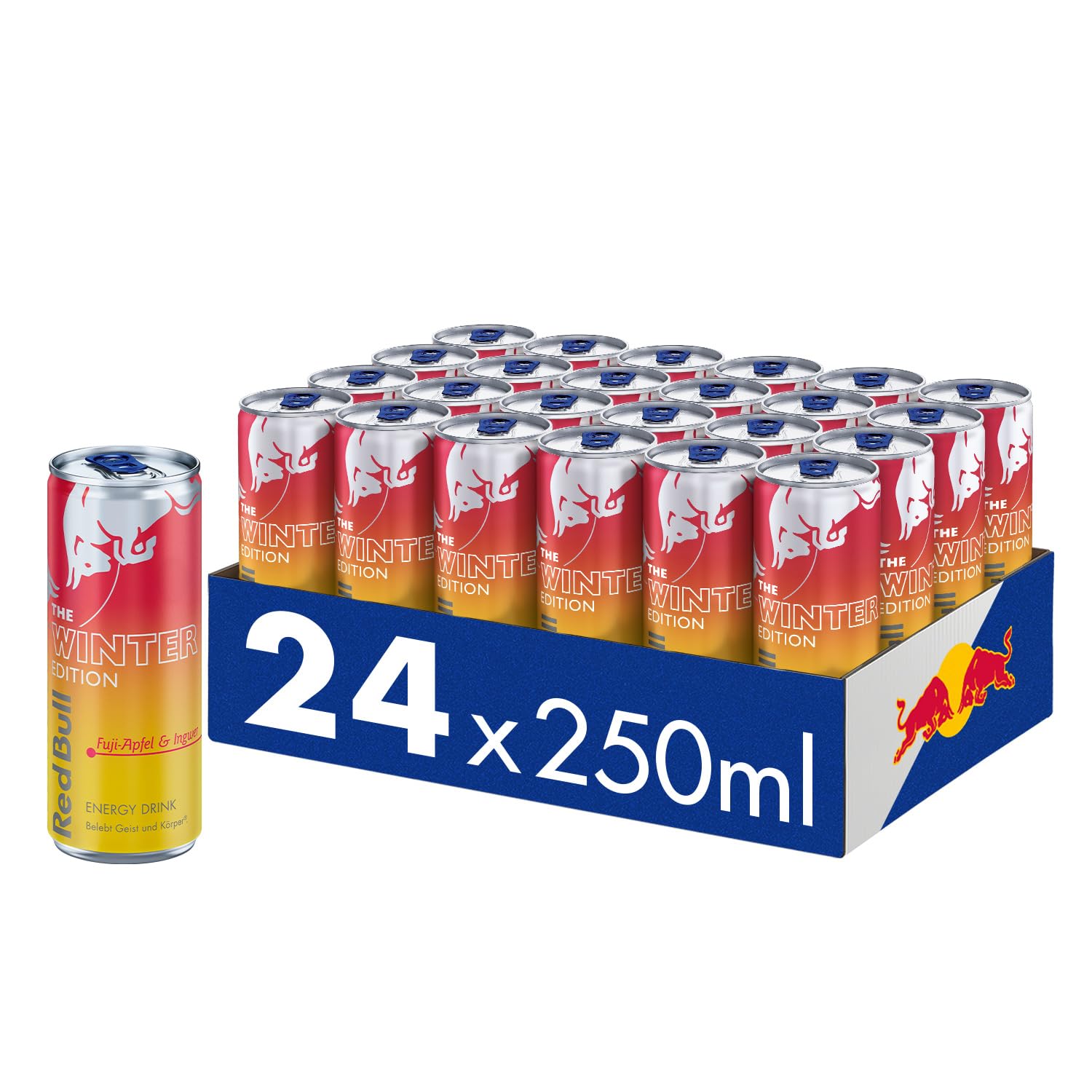 Red Bull Energy Drink Winter Edition - 24er Palette Dosen - Getränke mit Fuji-Apfel und Ingwer-Geschmack, EINWEG (24 x 250 ml)