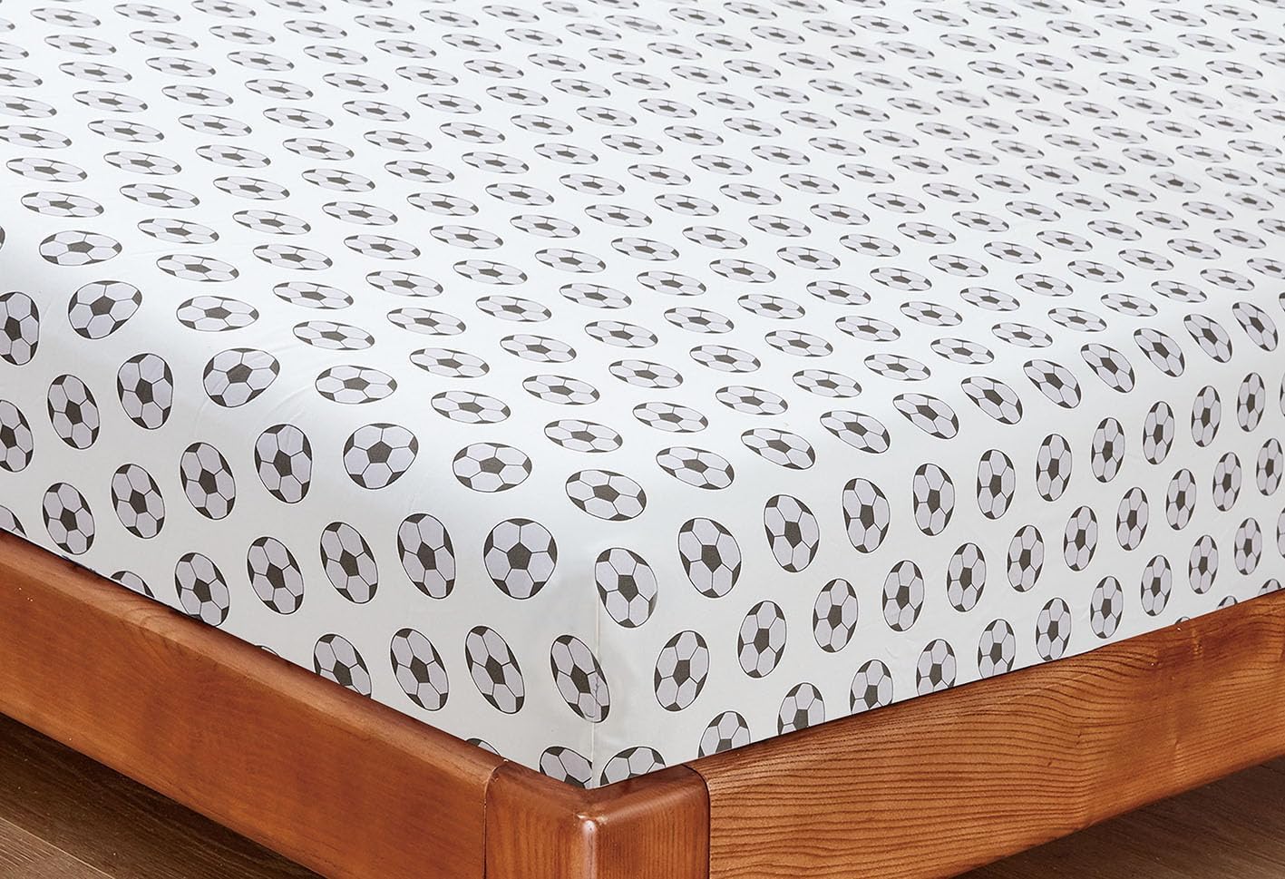 Chezmoi Collection 4-Piece Kids/Teens Sports Sheet Set - Soft Microfiber White Black Soccer Balls, Full Size - Image 4