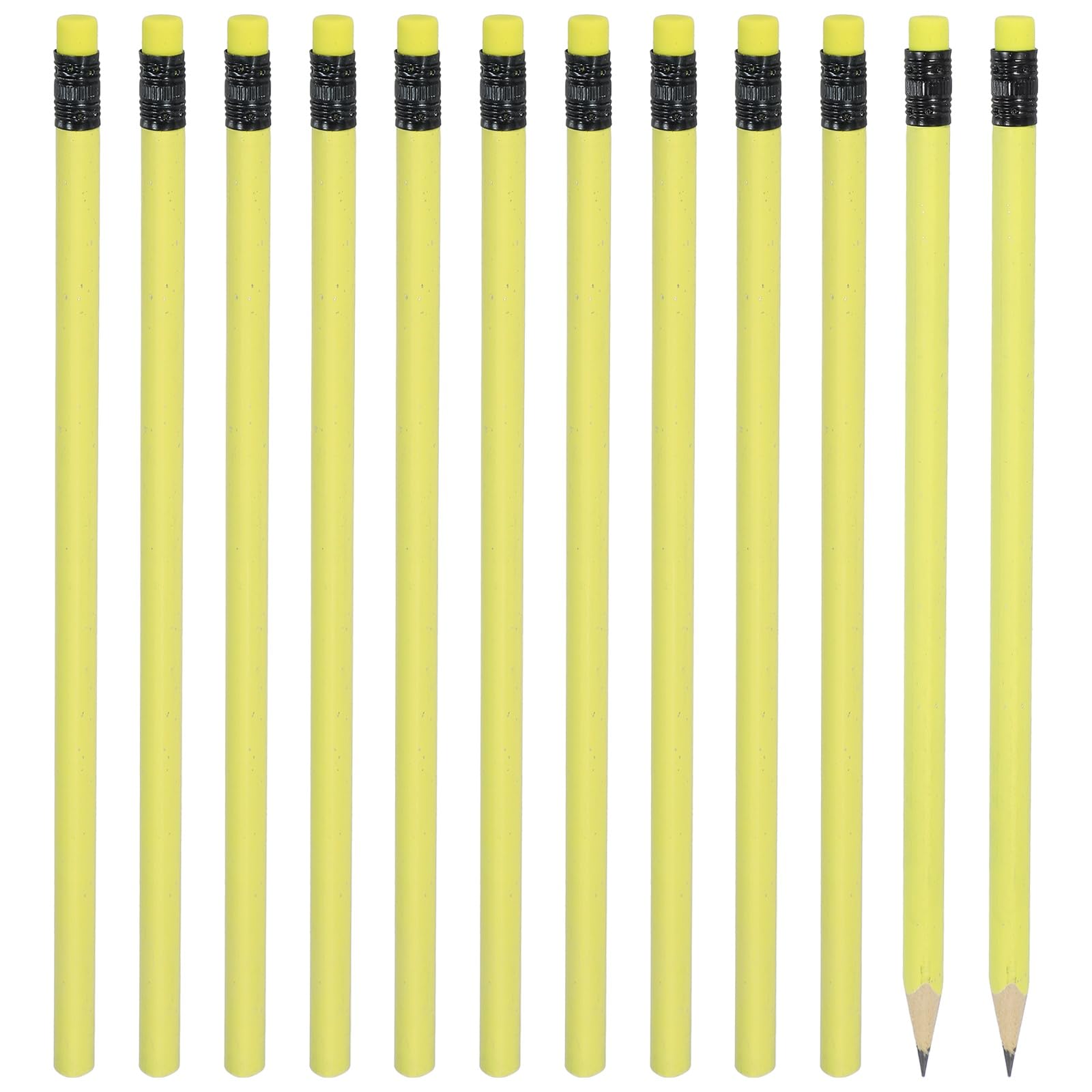 PATIKIL Triangle Wooden Pencils Bulk, 12 Pack HB Graphite Pencils with Eraser for Office Supplies, Engineering Marking Writing Art Drawing Supplies, Yellow