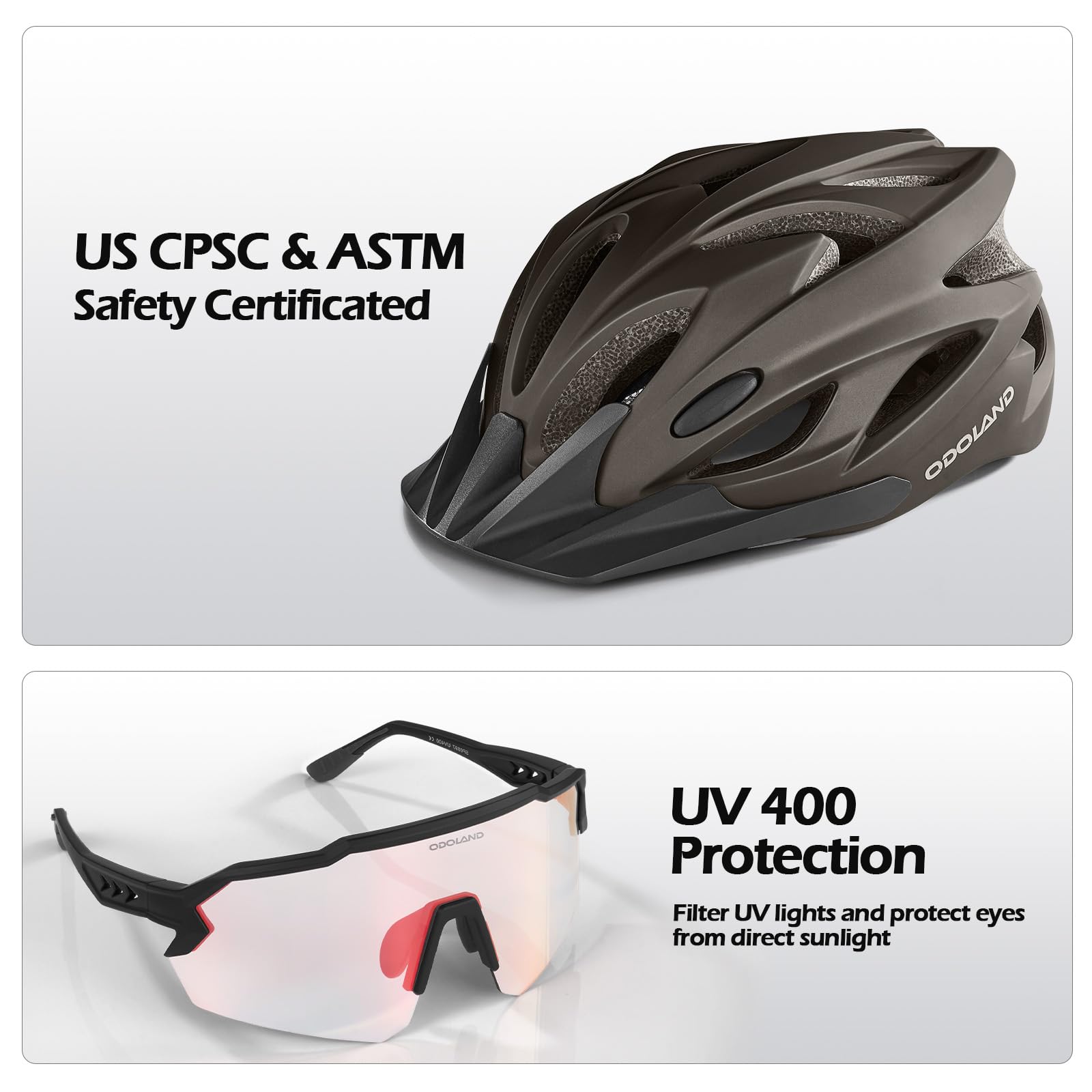 Amazon | Odoland 大人用自転車ヘルメット&サングラスセット 男女兼用