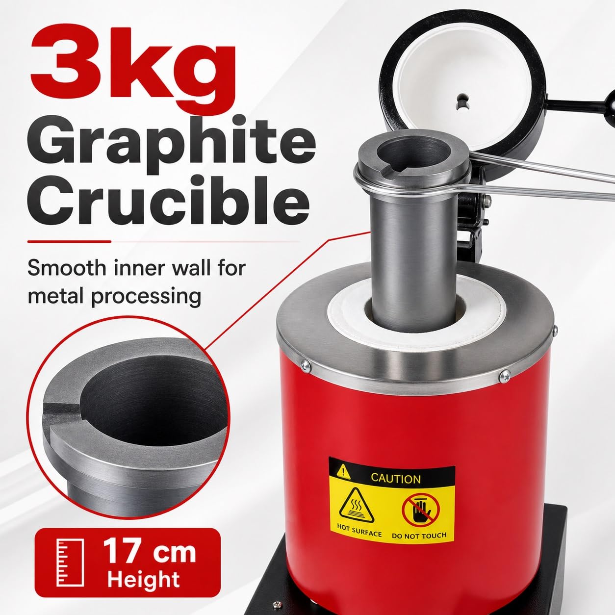 Horno Eléctrico De Fusión De Oro, Kit De Crisol Digital De 3 Kg | Crisol de grafito, fundición de joyería, calentamiento de 1500 W, 1150 °C máx., guantes y pinzas(1kg)