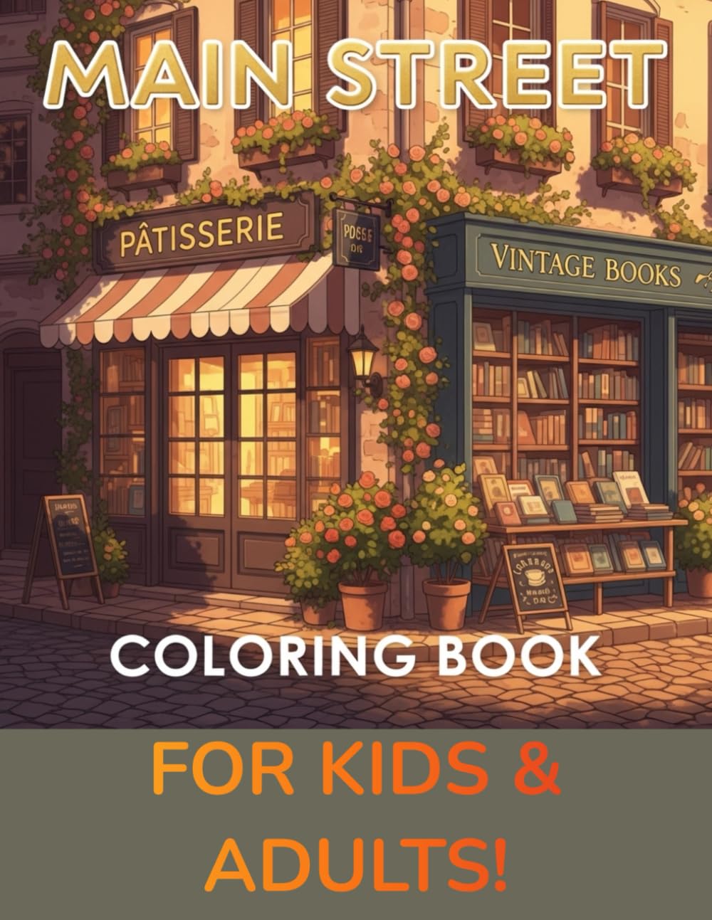 Main Street : Bold and Easy Storefronts Coloring Book: 50 Charming Shops, Cafes, and Bakeries from Around the World - Simple Large Print Architecture for Relaxation