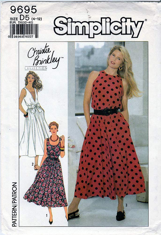 Patron Simplicity 9695 robe 1990 Misses Petite Christie Brinkley 4-12
