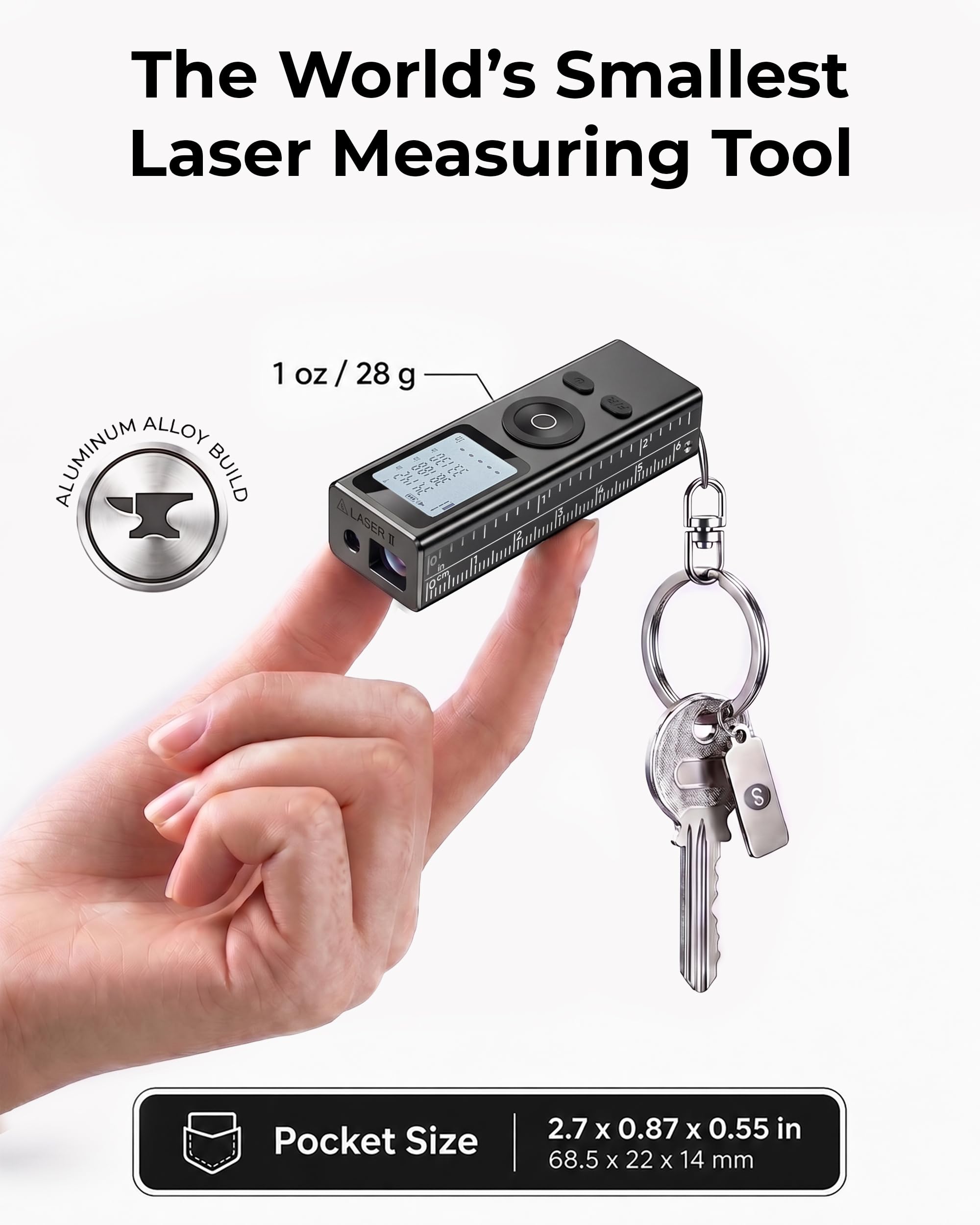 Cooper Ray Mini Laser Measuring Tool, Pocket Size Laser Tape Measure — Amazon image 3