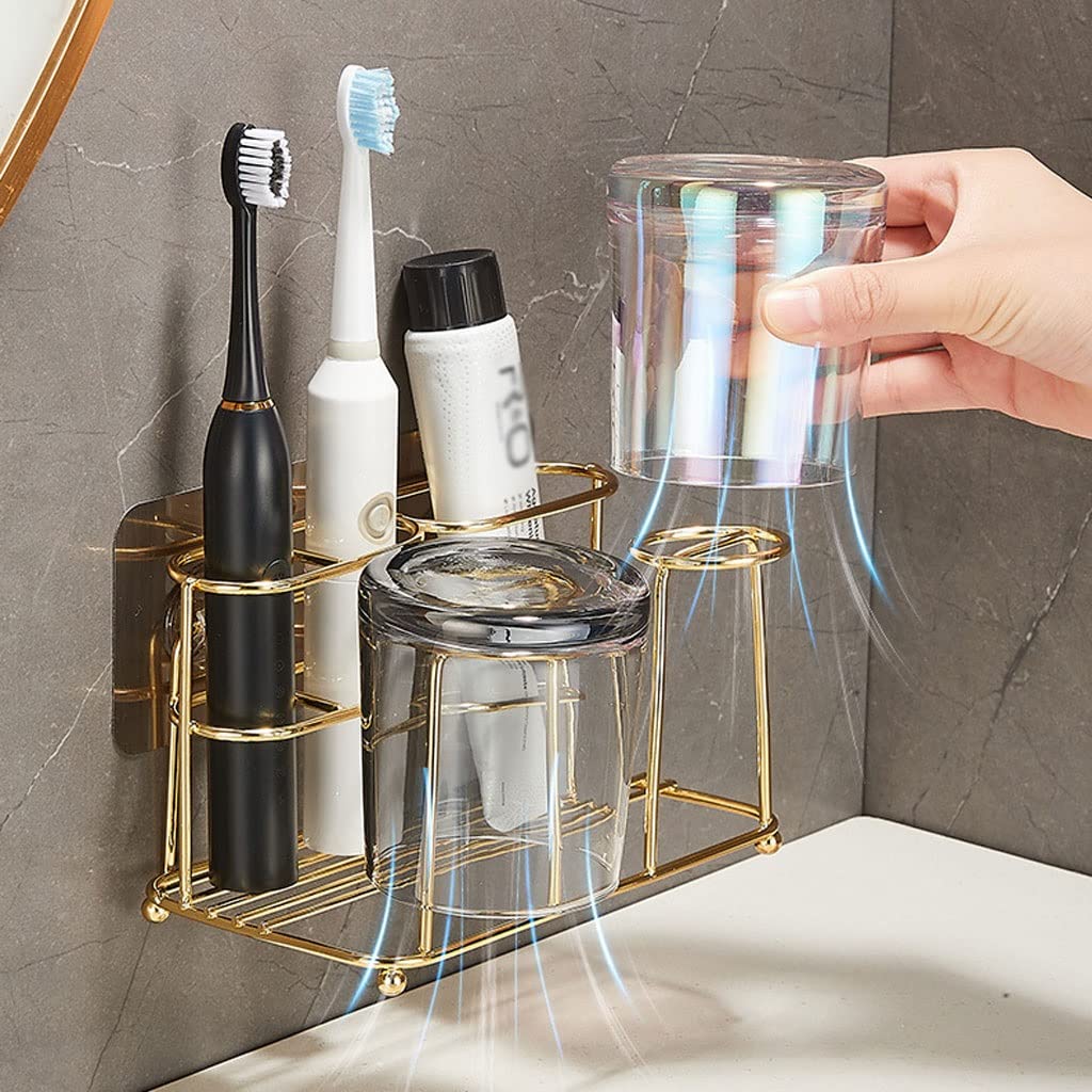 Soporte Para Cepillo De Dientes Montado En La Pare Soporte de cepillo de dientes montado en la pared con fregadero for almacenar pasta de dientes, cepillo de dientes, limpiador facial, soporte de cepi