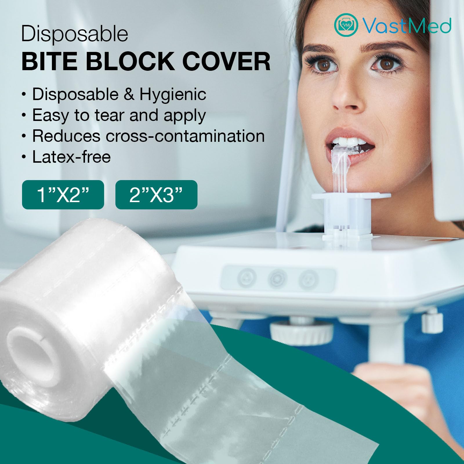 500 PCs Disposable Bite Block Covers by VASTMED | Bite Block Sleeves for Panoramic X-Ray Machine | Barrier Film Bite Block Covers, Dental X-Ray Supplies