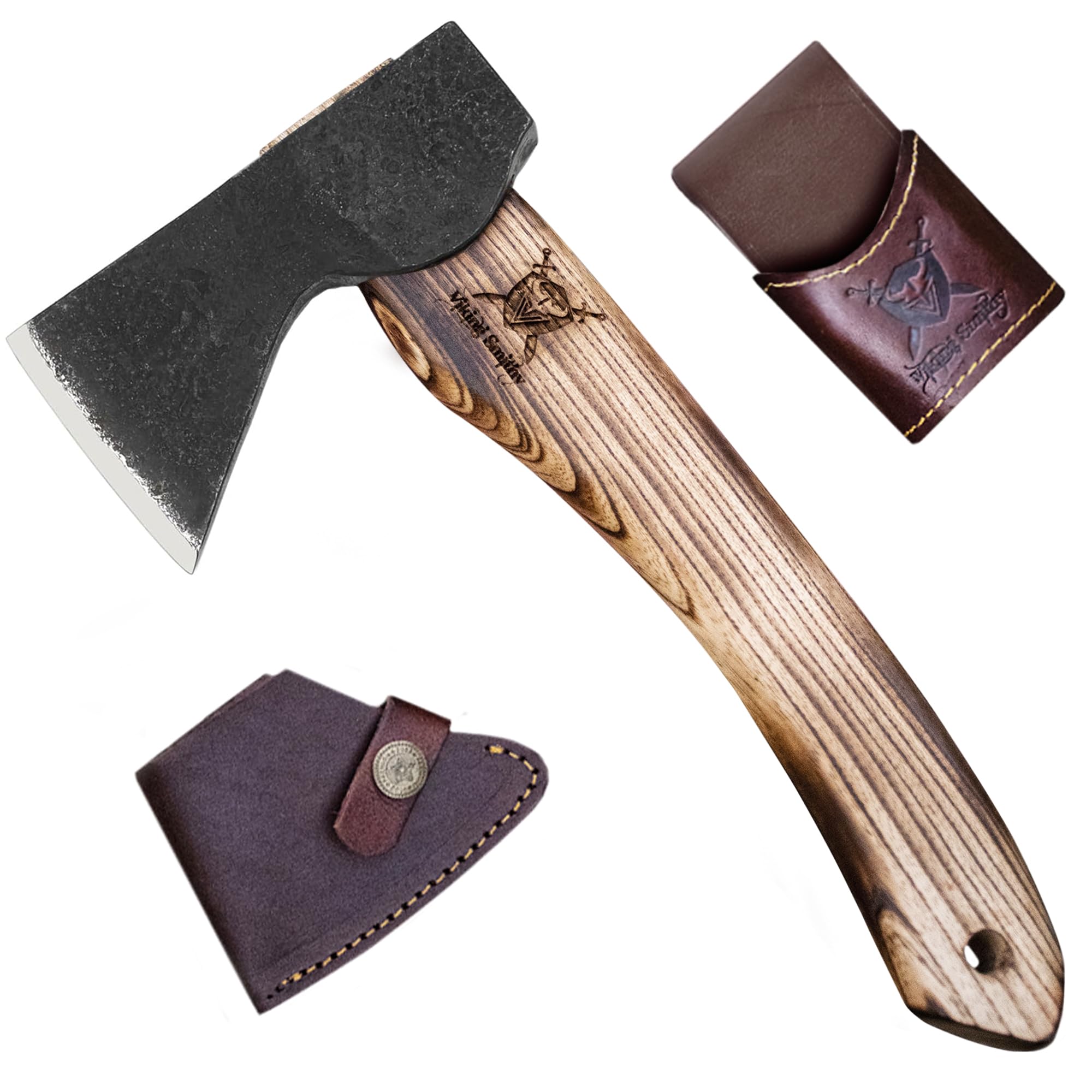VikingSmithy Axes and Hatchets with Sheath - Wood Splitting Axe and Chopping Hatchet for Camping, Survival, and Gardening - Premium Bushcraft Axe