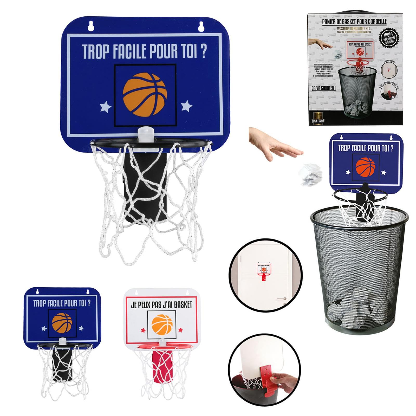 Mini Panier De Basket Poubelle Pliable 16L - Panneau Bois + Corbeille Étanche | Cadeau Fan NBA