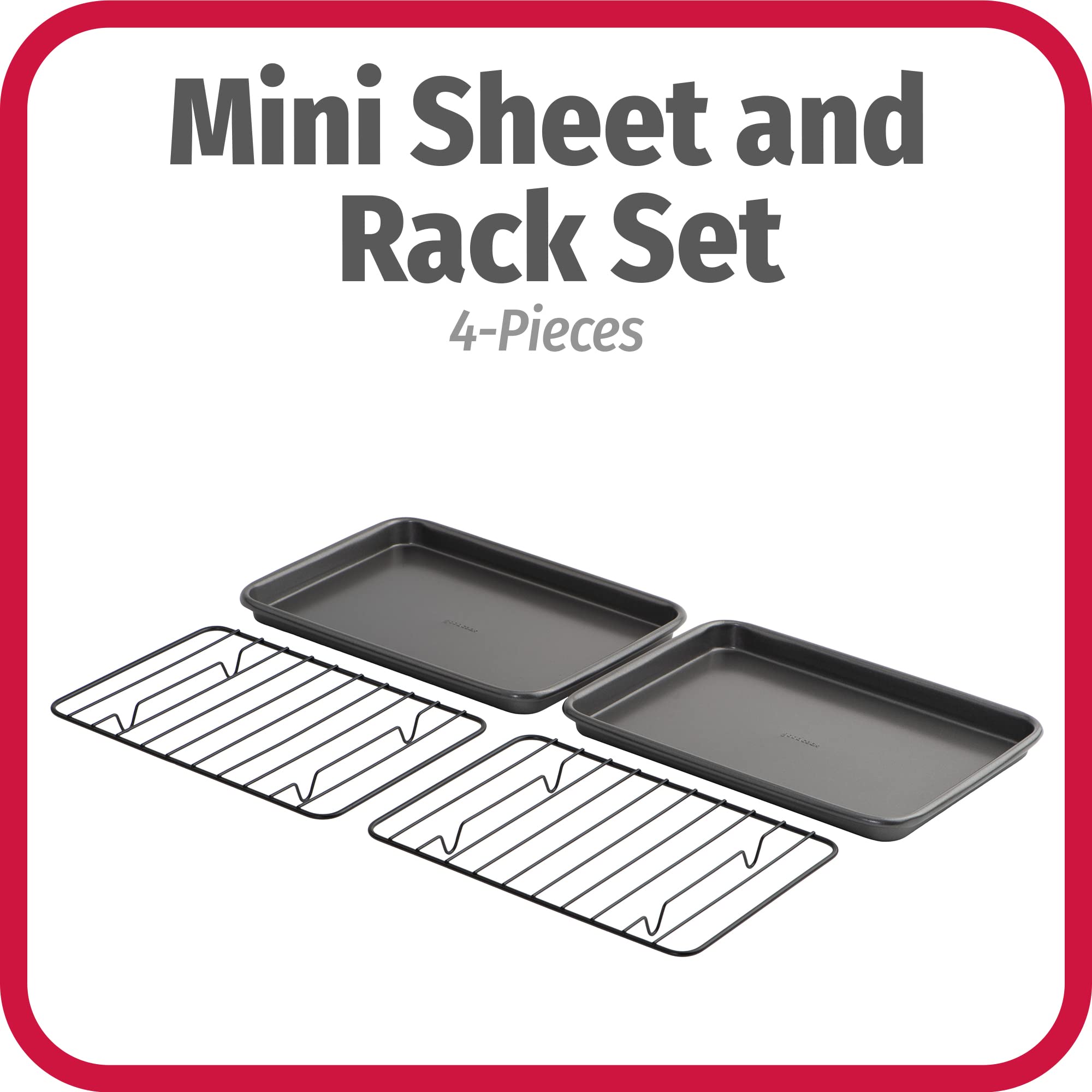 GoodCook Mini-Backbleche Backform Kuchenblech Ofen Zubehör, Antihaftbeschichtung, Stahl, 22,9 x 15,7 cm, Grau (4221)