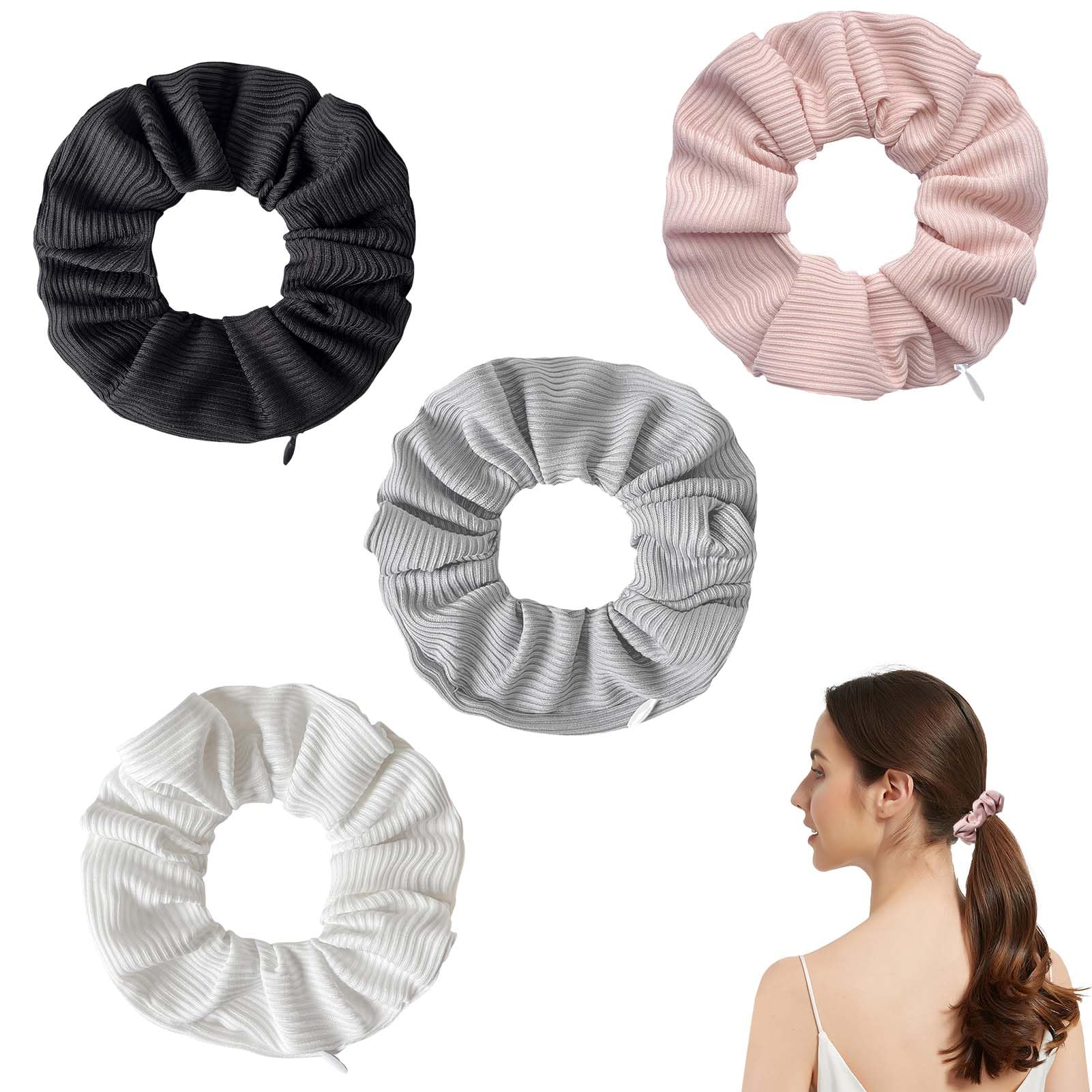 4 Pcs Stash Scrunchie, Stash Scrunchie with Zip Pocket