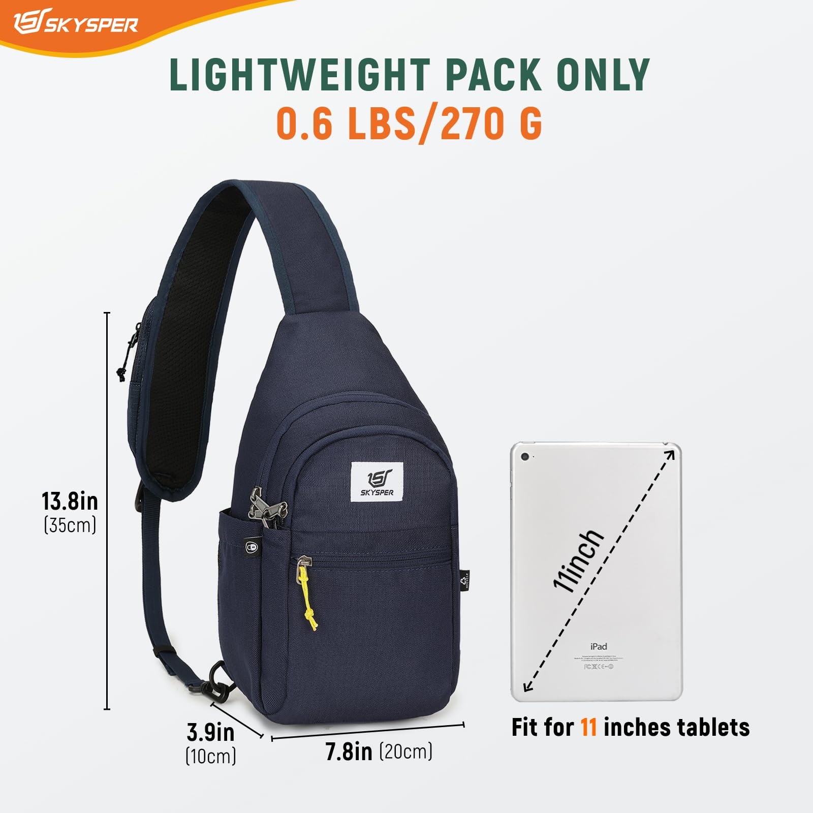 SKYSPER Torba na ramię RFID antykradzieżowa torba crossbody, z recyklingu, podróżna, torba na ramię, plecak na ramię