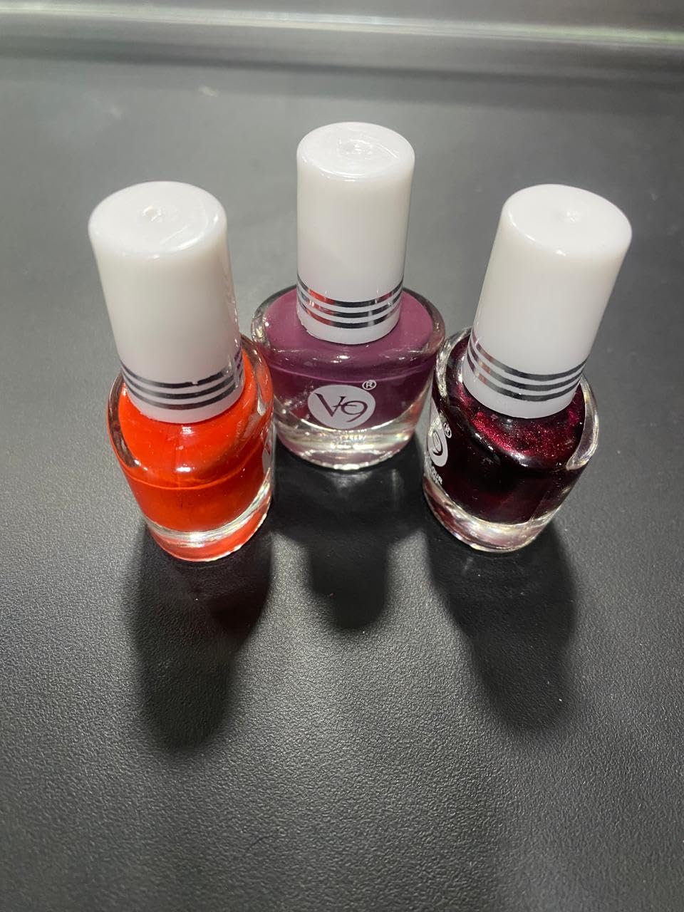 V9 Nail Polish Set, 3 Shades Collection - Coral Orange, Purple, Deep Burgundy-image-47
