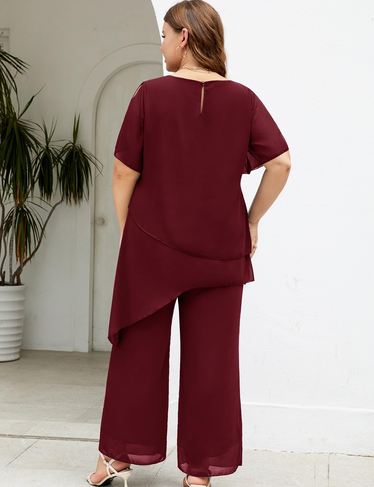 ZOMVA Ensemble 2 pièces habillé en mousseline de soie pour mariage, mère de la mariée, marié, tenue formelle et élégante