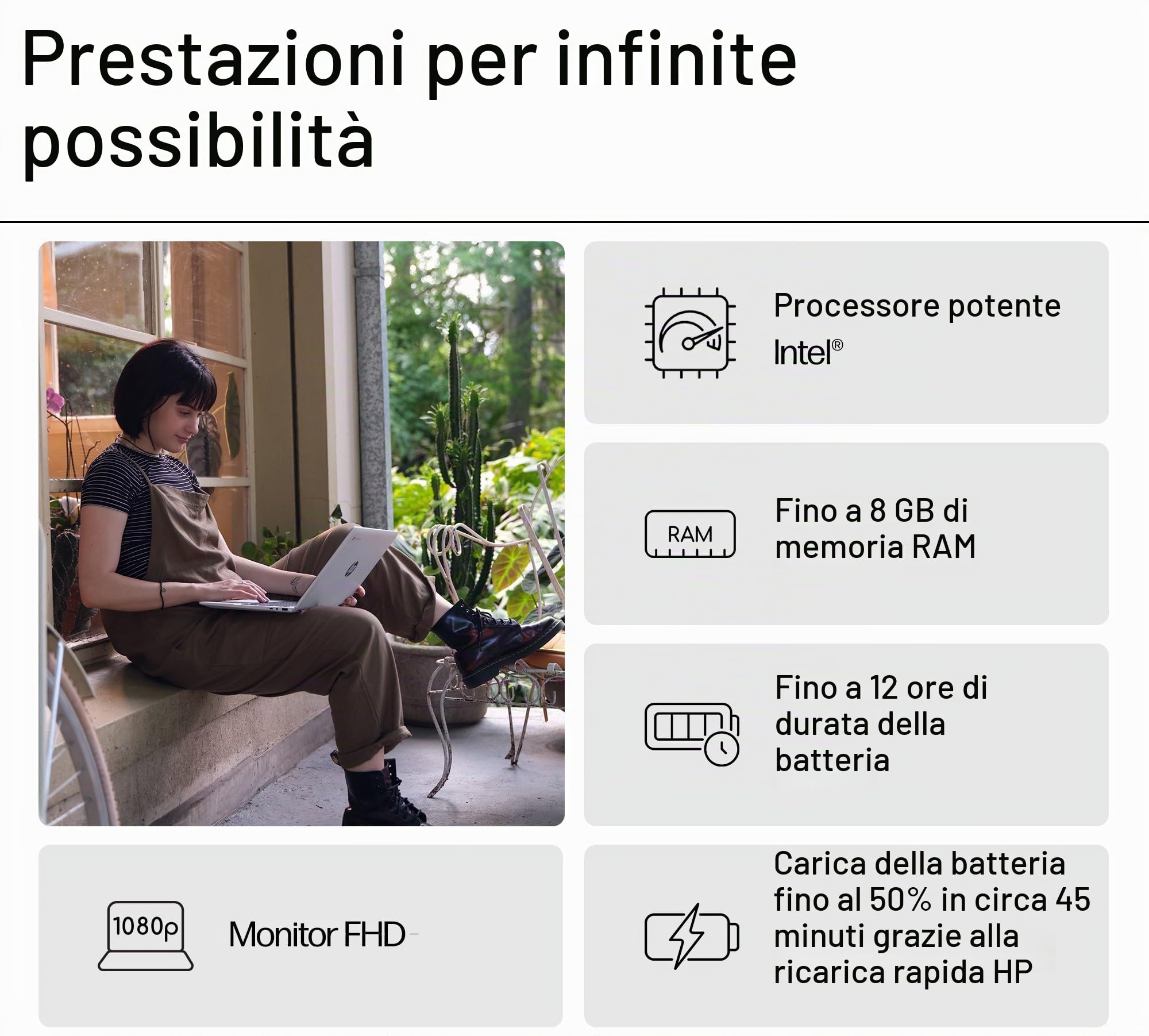 HP Chromebook X360 - Computer portatile Google 14" FHD (Intel N100, 4 GB RAM, 128 GB eMMC, ChromeOS) + abbonamento Google AI Pro con Gemini Pro e 2 TB di spazio di archiviazione per 3 mesi -QWERTY