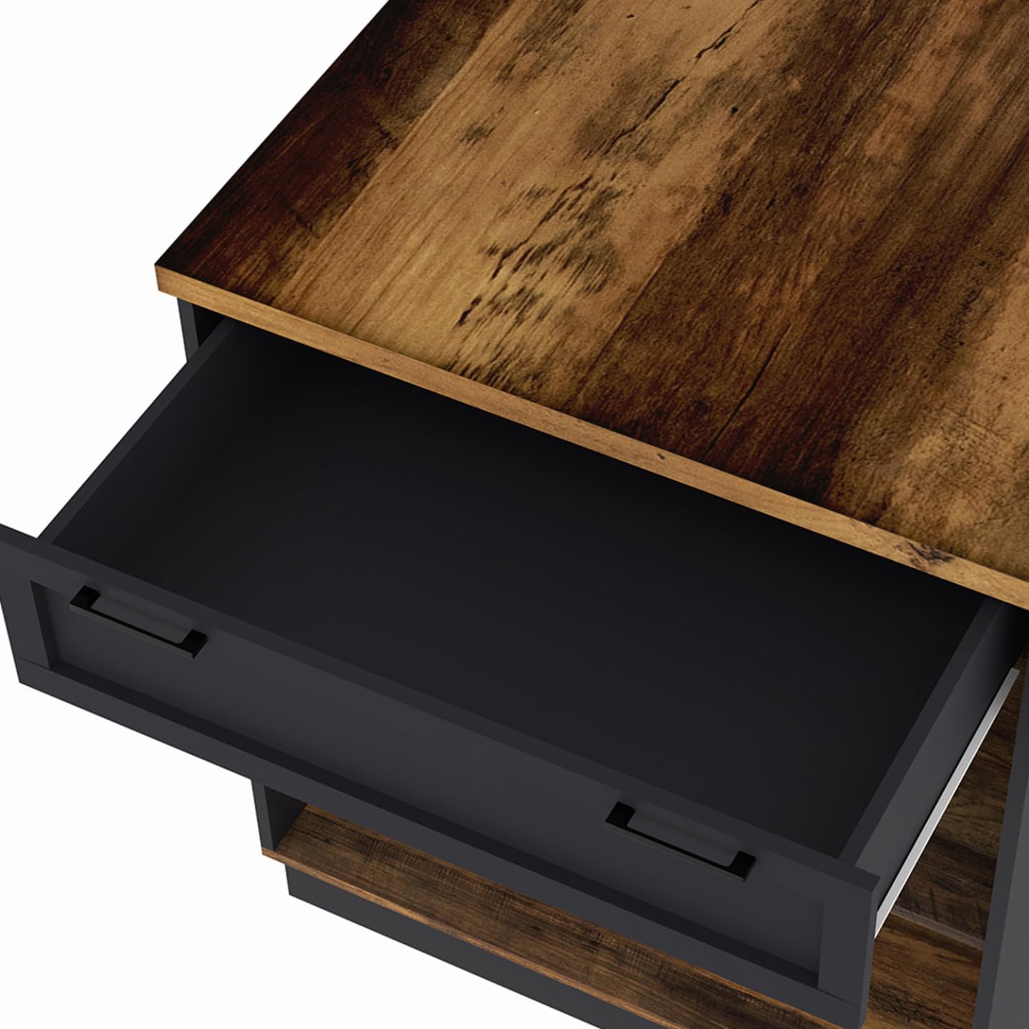 IDMarket - Ilot Central Mange-Debout 4 Personnes VITO 130 cm Noir et Effet Bois foncé Hawkins