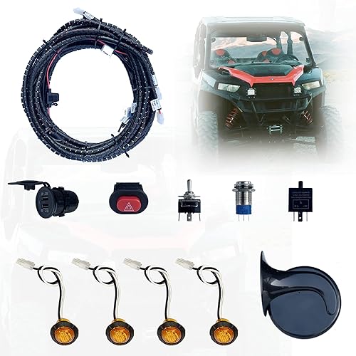 Kit universal de señal de giro ATVUTV, kit legal de calle LED con bocina, carga USB e interruptor E-Stop, compatible con Polaris RZR, Honda Pioneer